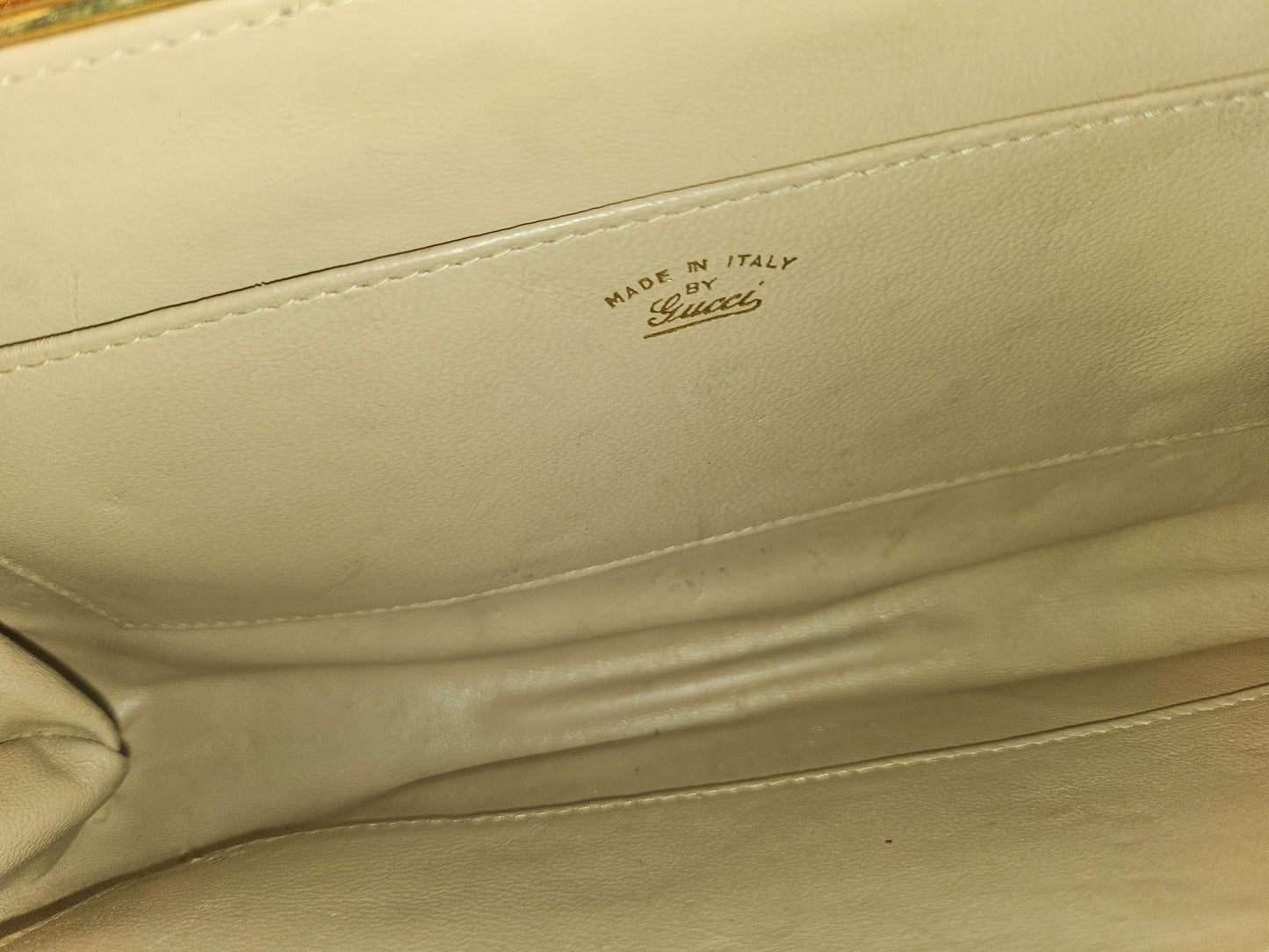 Gucci tan lizard leather interlocking G pill box clutch