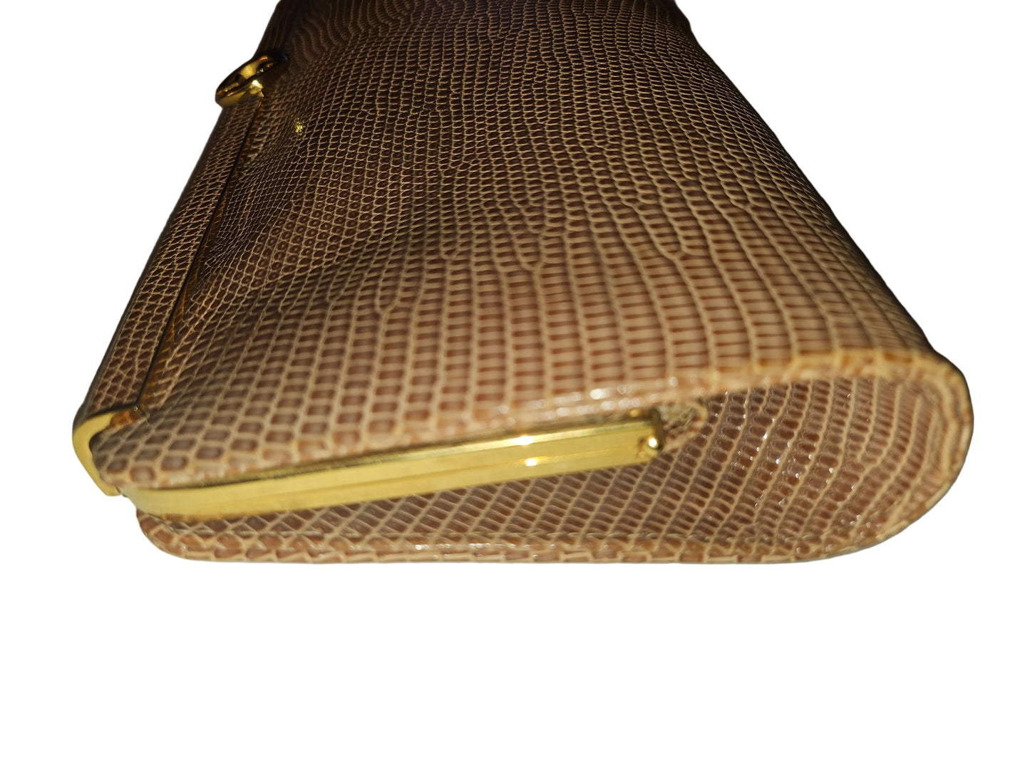 Gucci tan lizard leather interlocking G pill box clutch