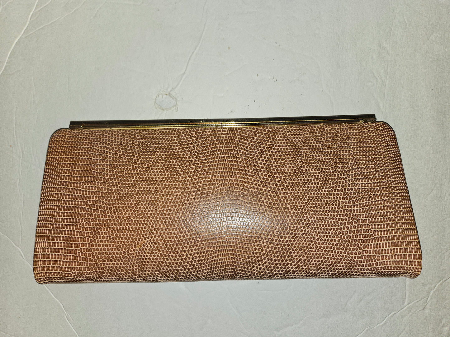 Gucci tan lizard leather interlocking G pill box clutch