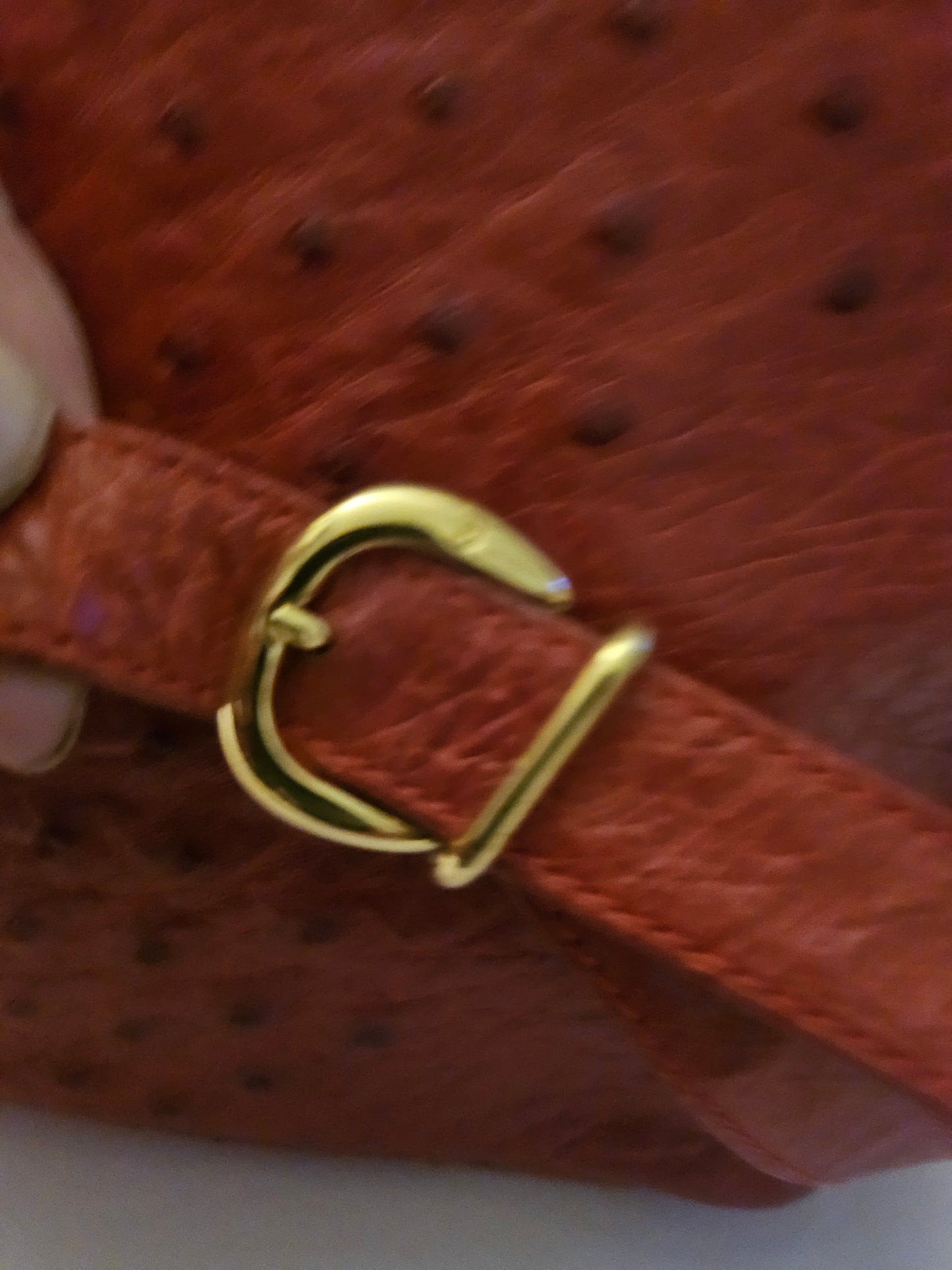 Gucci red ostrich leather cross body bucket bag