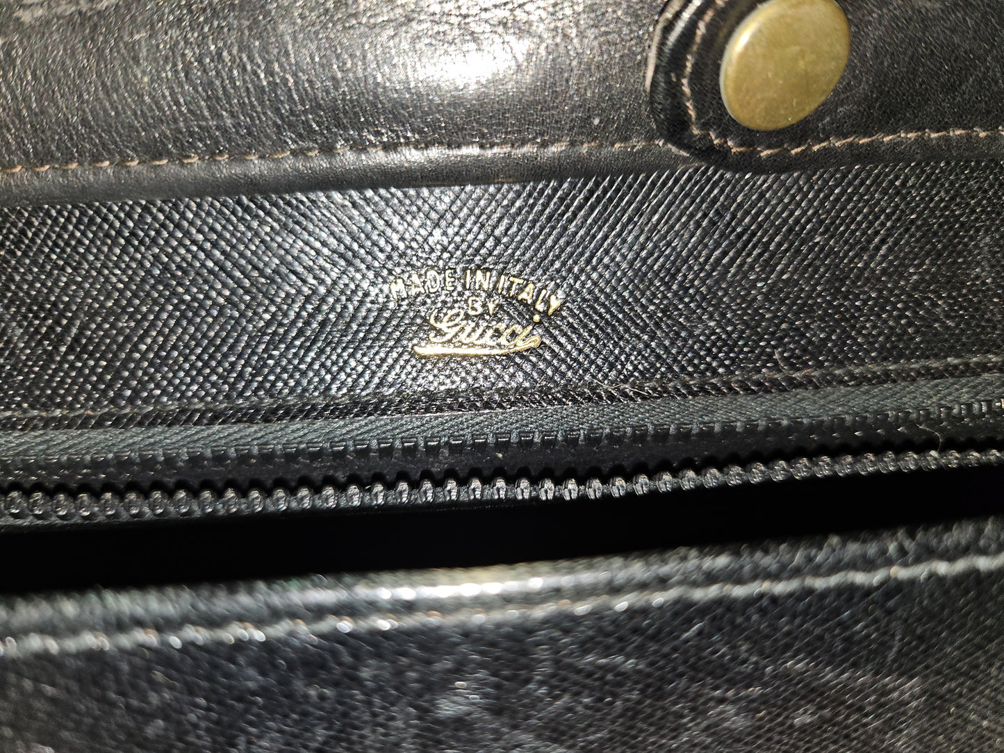 Gucci early navy blue lizard skin leather lunchbox style two-way