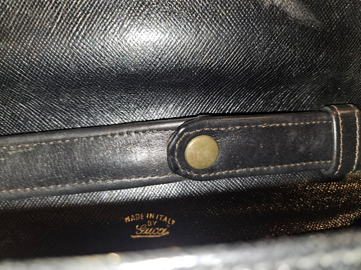 Gucci early navy blue lizard skin leather lunchbox style two-way