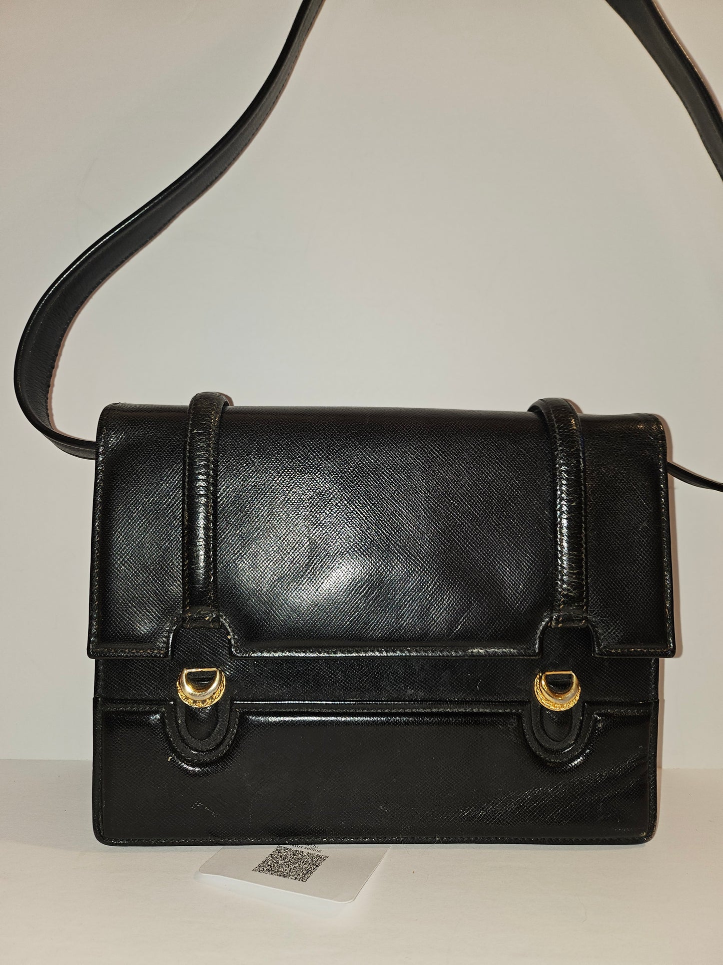 Gucci early navy blue lizard skin leather lunchbox style two-way