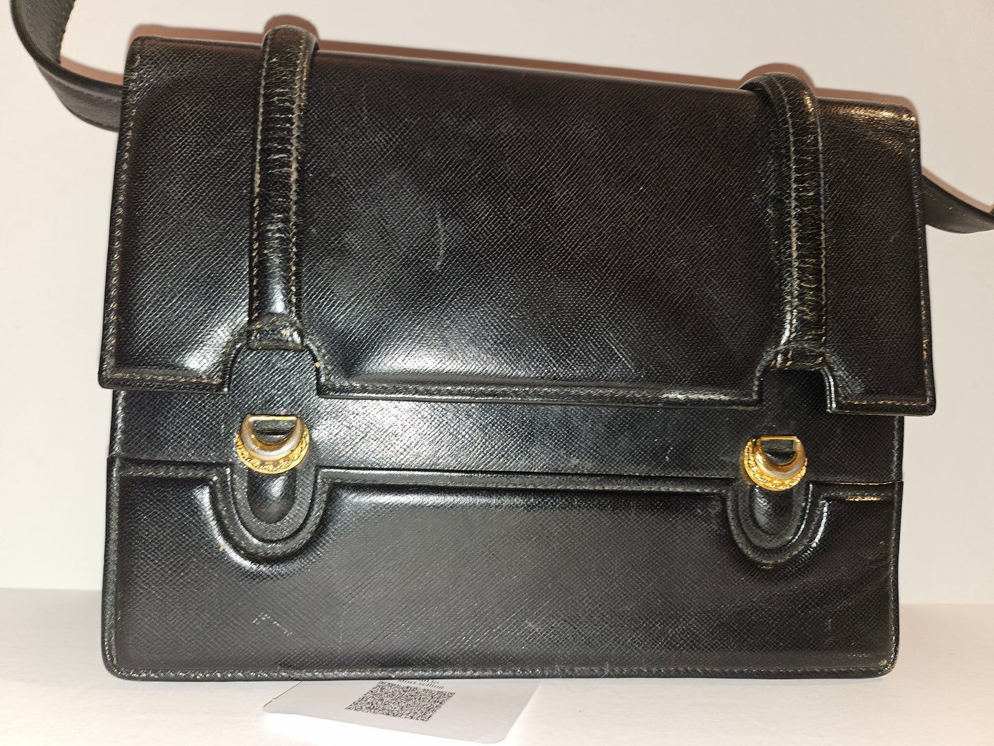 Gucci early navy blue lizard skin leather lunchbox style two-way