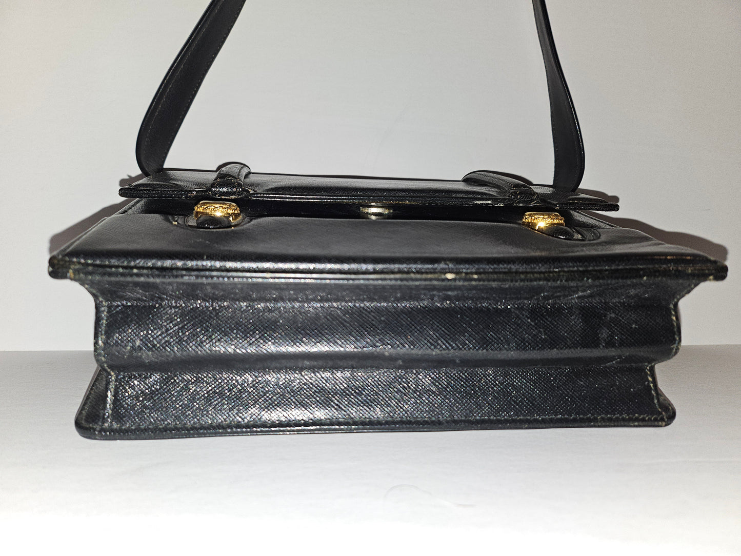 Gucci early navy blue lizard skin leather lunchbox style two-way