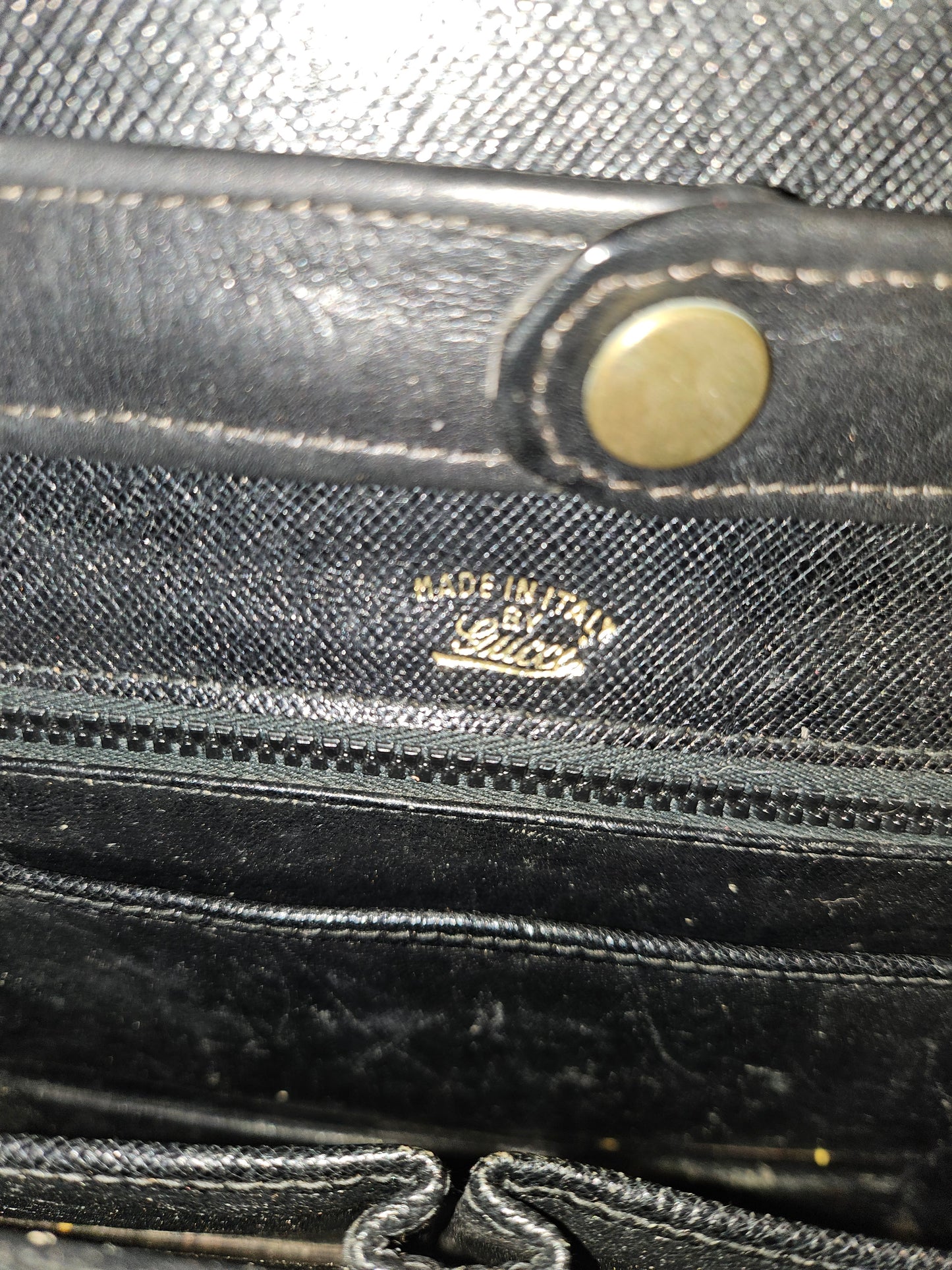 Gucci early navy blue lizard skin leather lunchbox style two-way