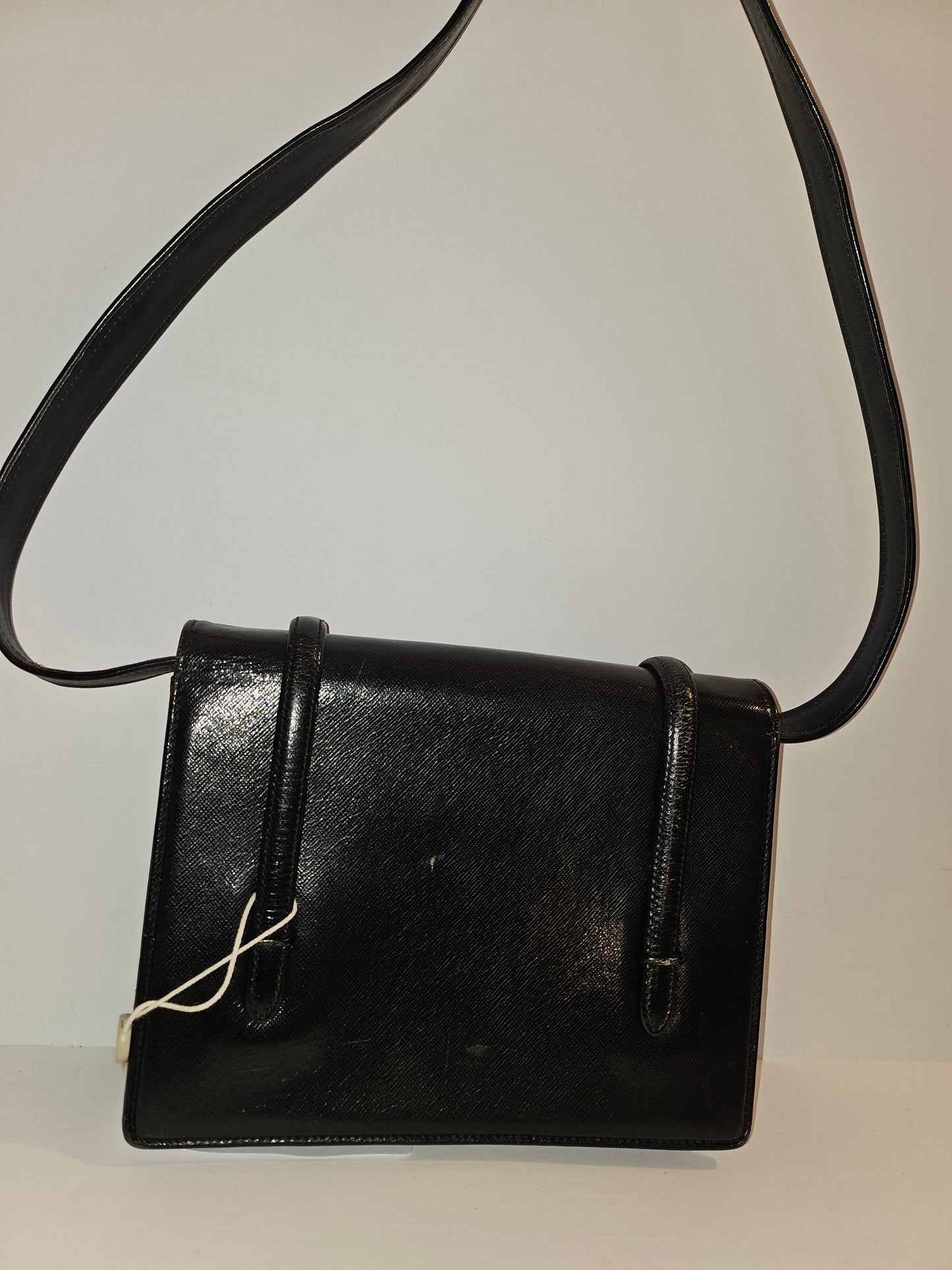 Gucci early navy blue lizard skin leather lunchbox style two-way