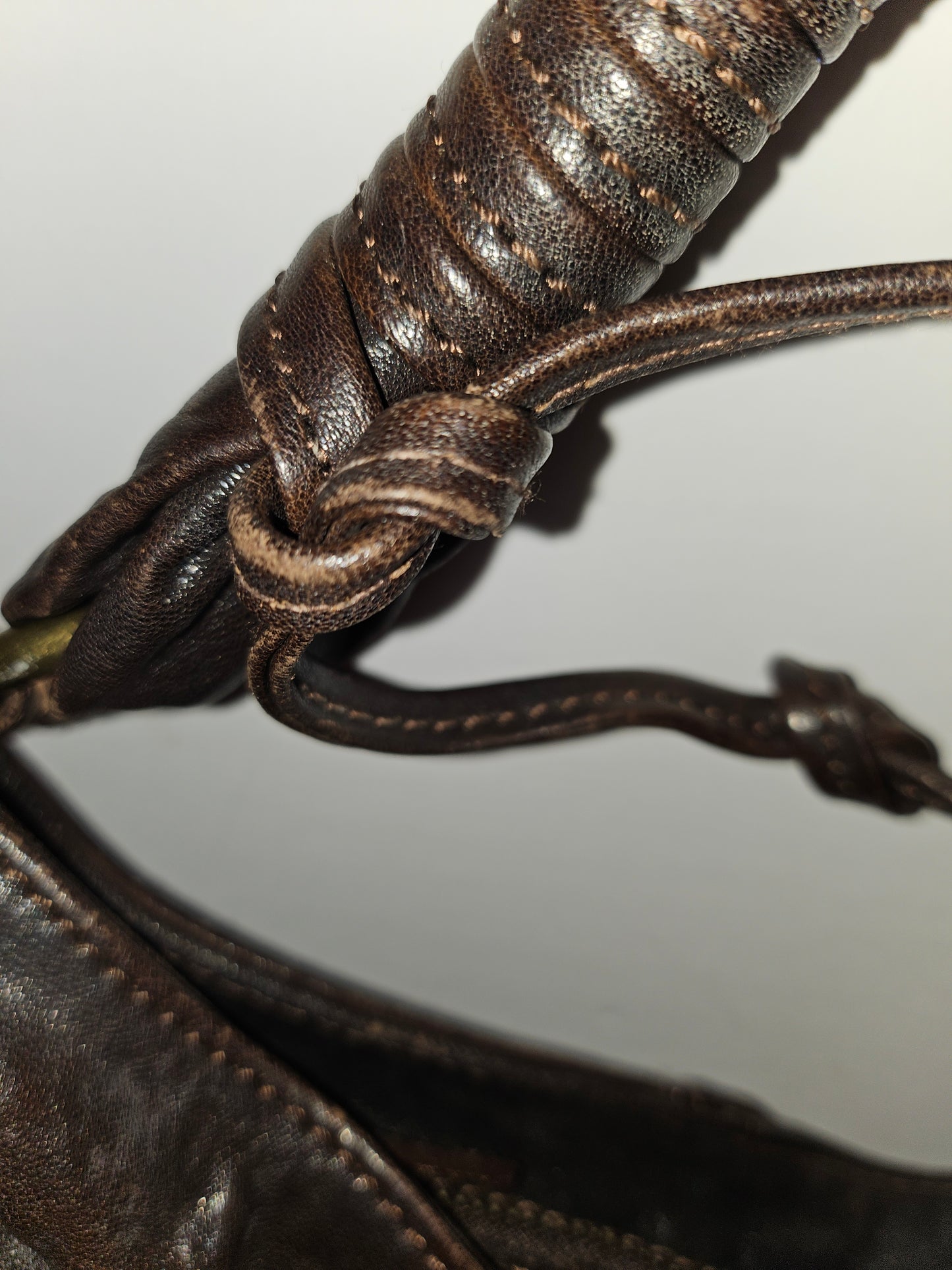 Dolce & Gabbana brown leather XL hobo with a bow & brass studs