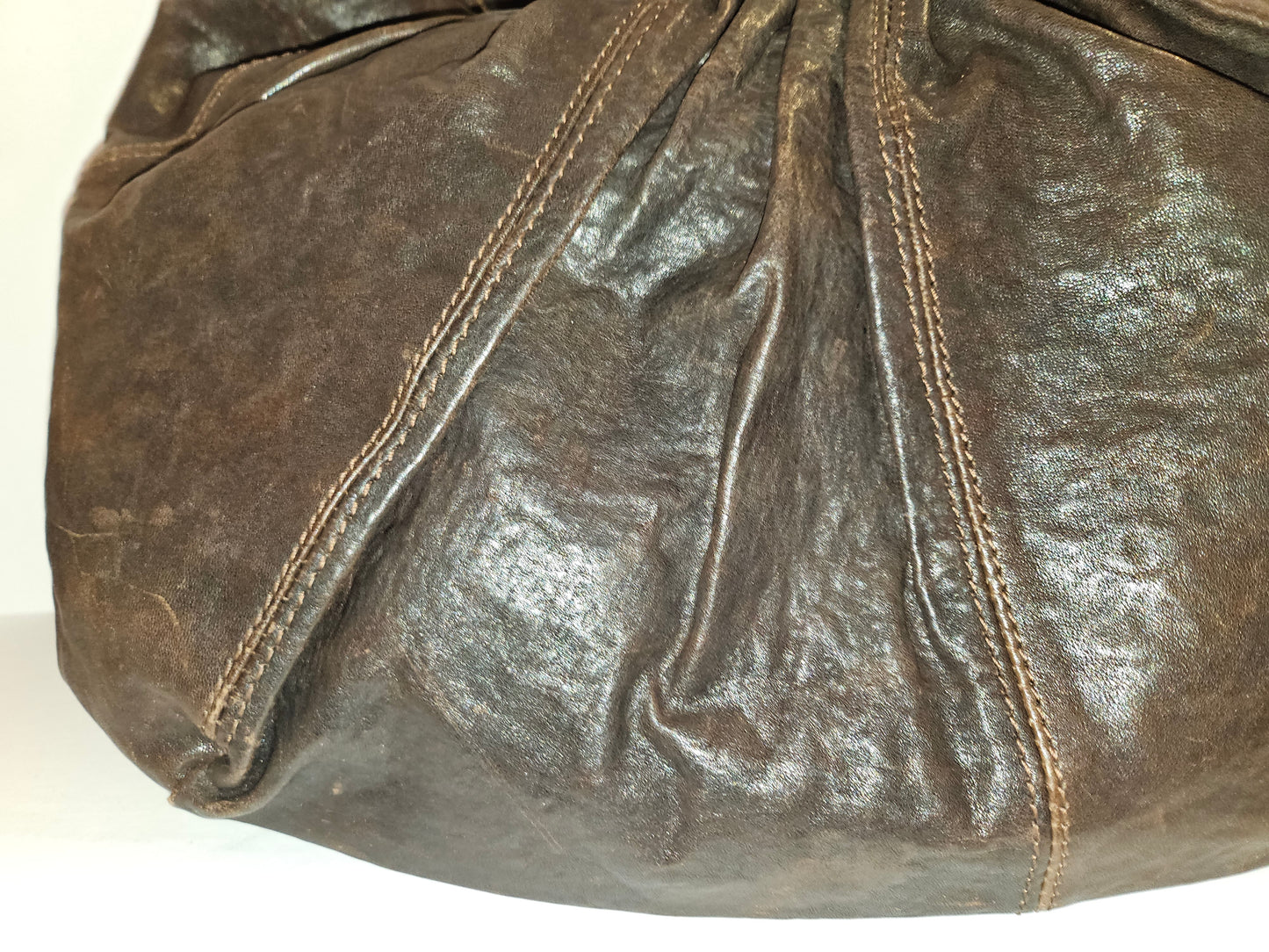 Dolce & Gabbana brown leather XL hobo with a bow & brass studs