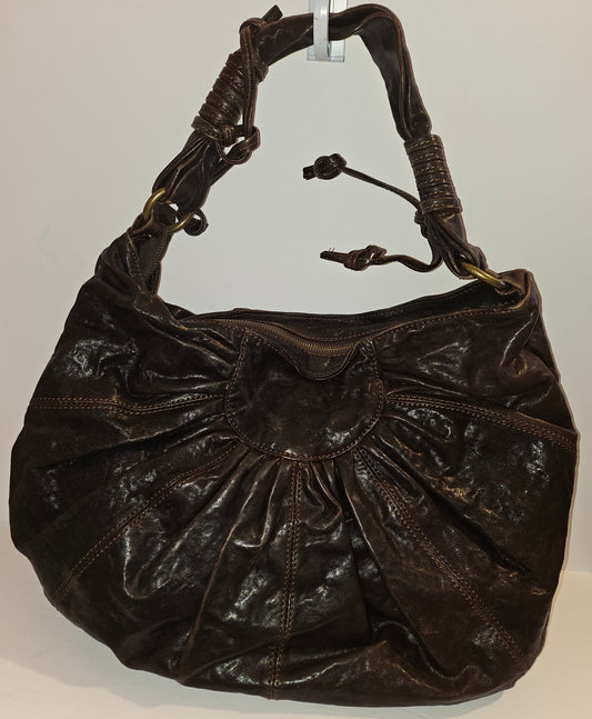 Dolce & Gabbana brown leather XL hobo with a bow & brass studs