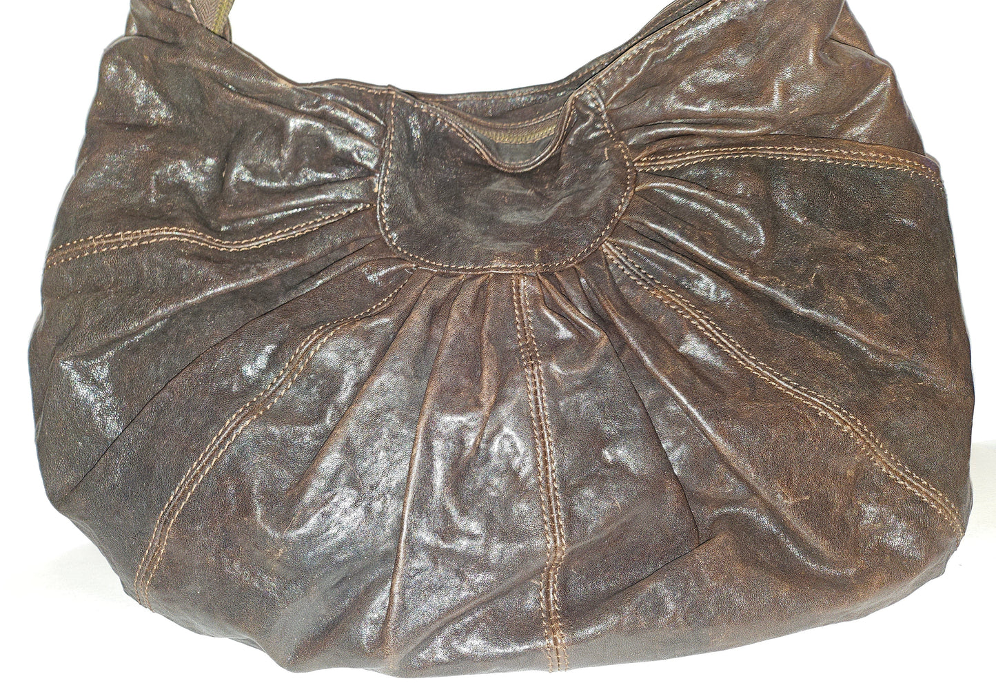 Dolce & Gabbana brown leather XL hobo with a bow & brass studs
