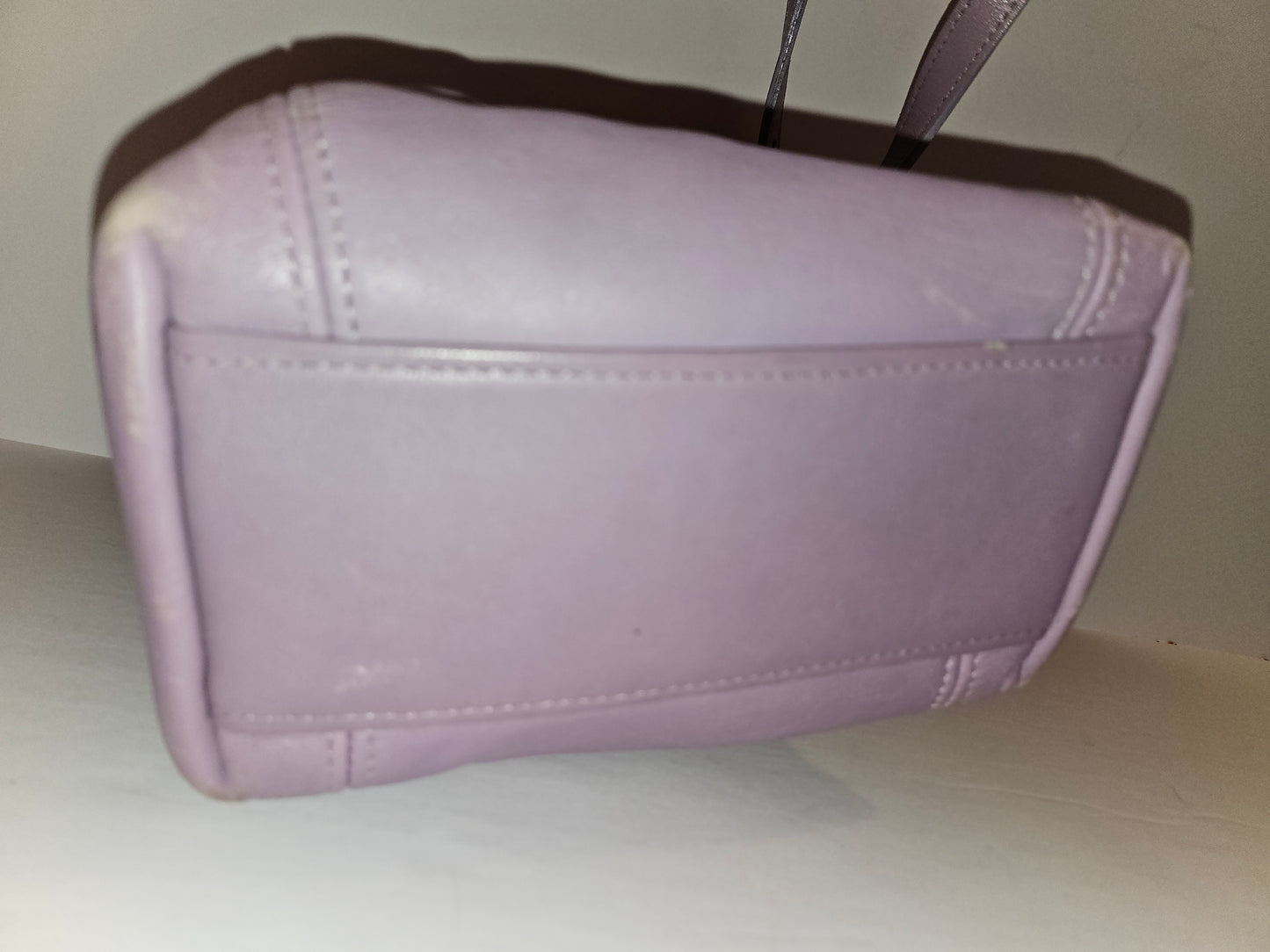 Coach lavender purple, petite, leather crossbody bag with chrome hardware