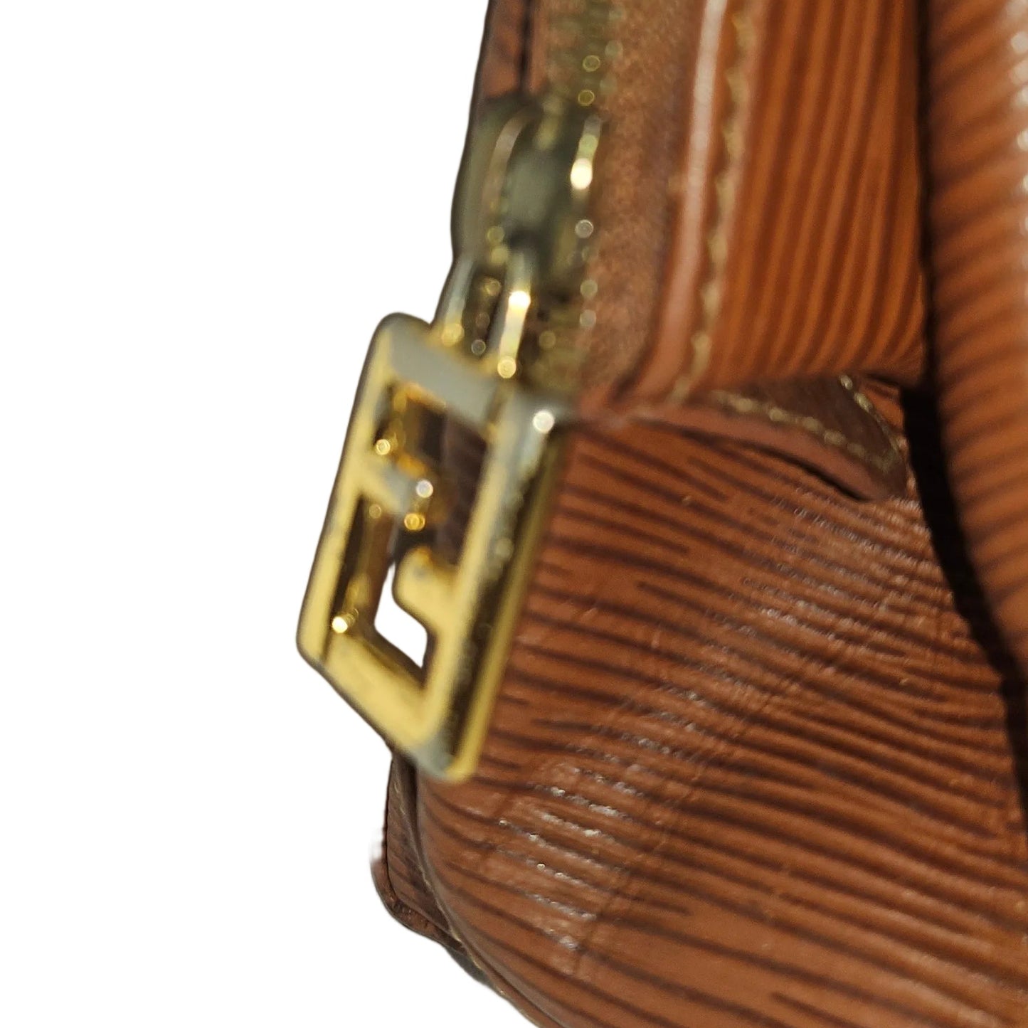 Fendi Raffia & Textured Brown Leather Two-Way Satchel