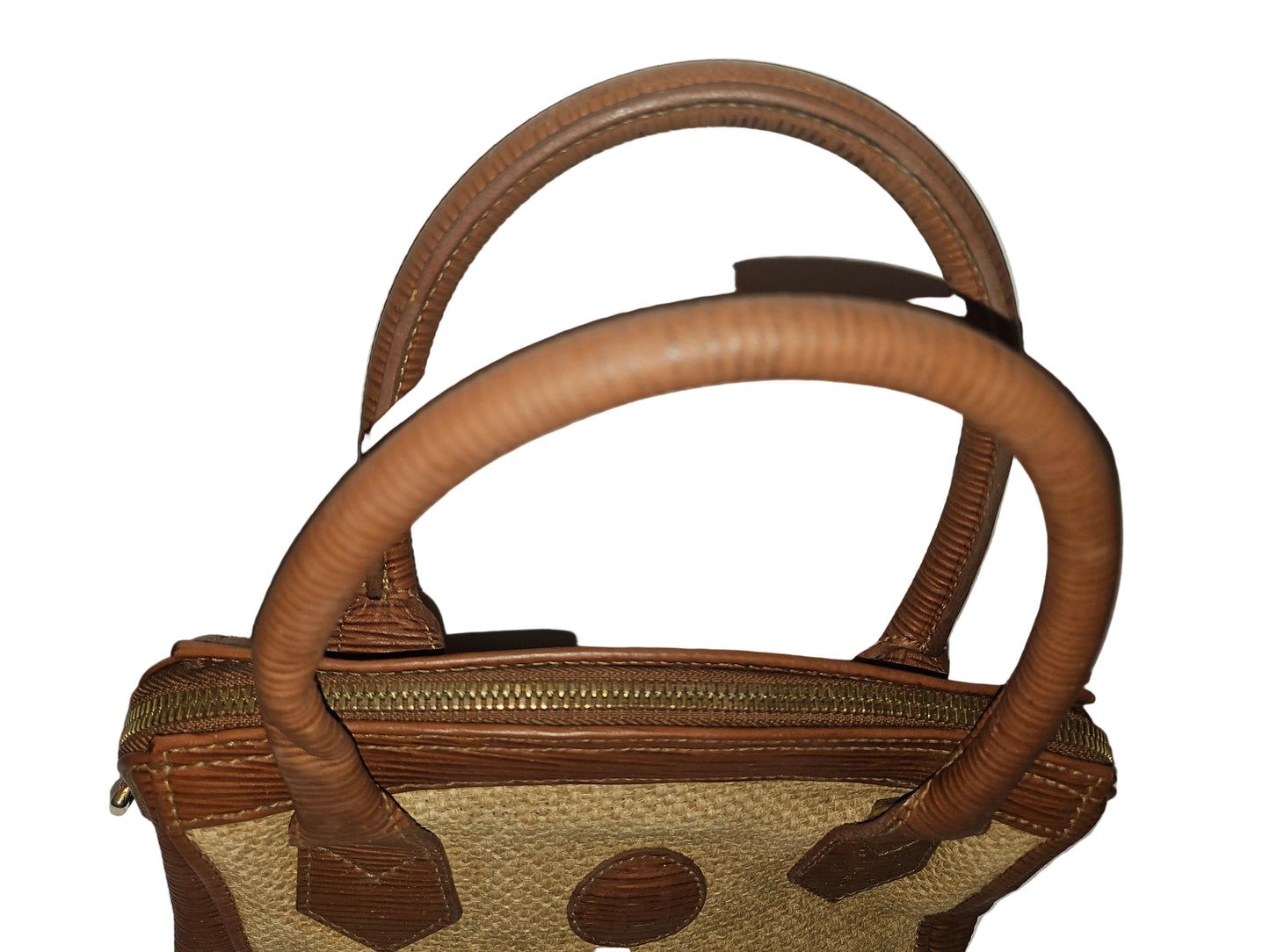 Fendi Raffia & Textured Brown Leather Two-Way Satchel