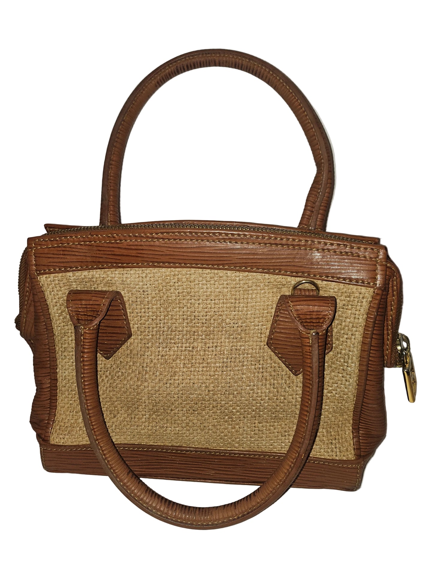 Fendi Raffia & Textured Brown Leather Two-Way Satchel