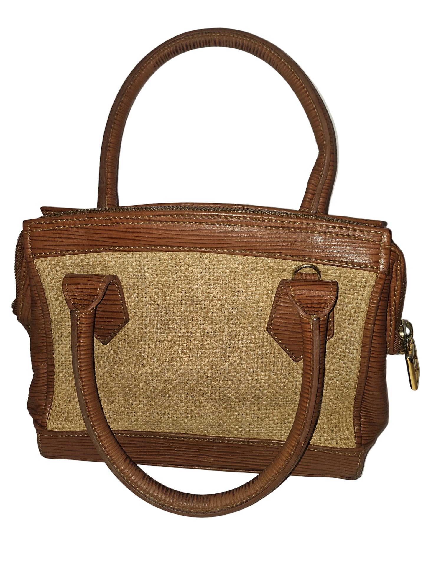 Fendi Raffia & Textured Brown Leather Two-Way Satchel