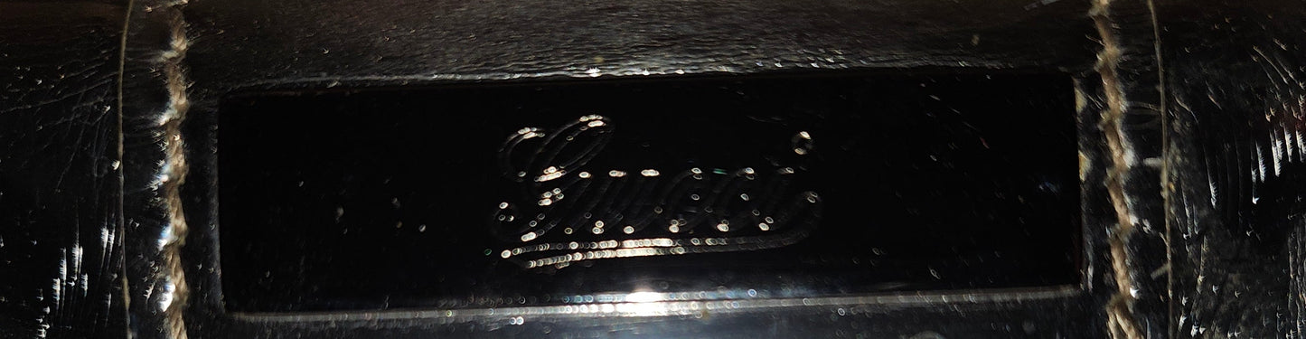 Gucci silver leather clutch with Lucite & chrome accents!