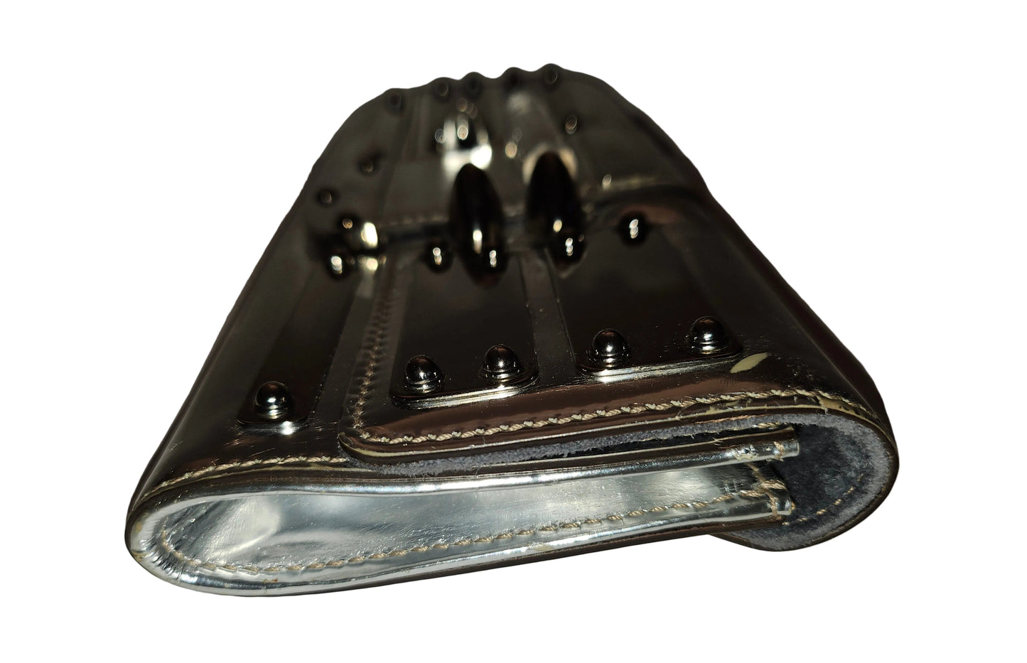 Gucci silver leather clutch with Lucite & chrome accents!