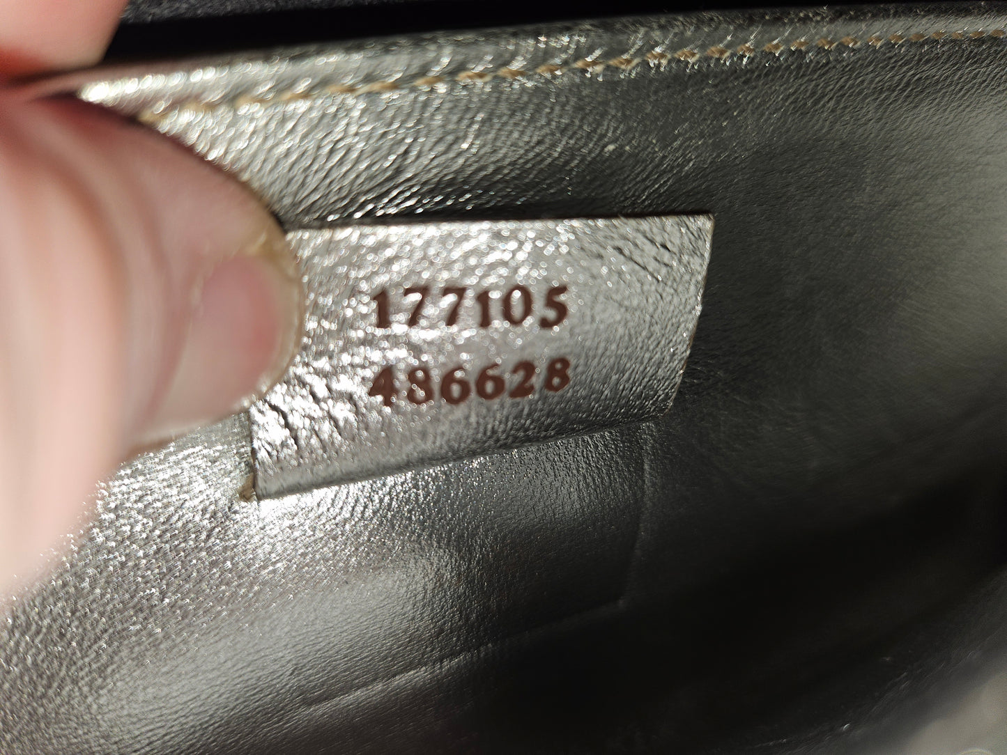 Gucci silver leather clutch with Lucite & chrome accents!