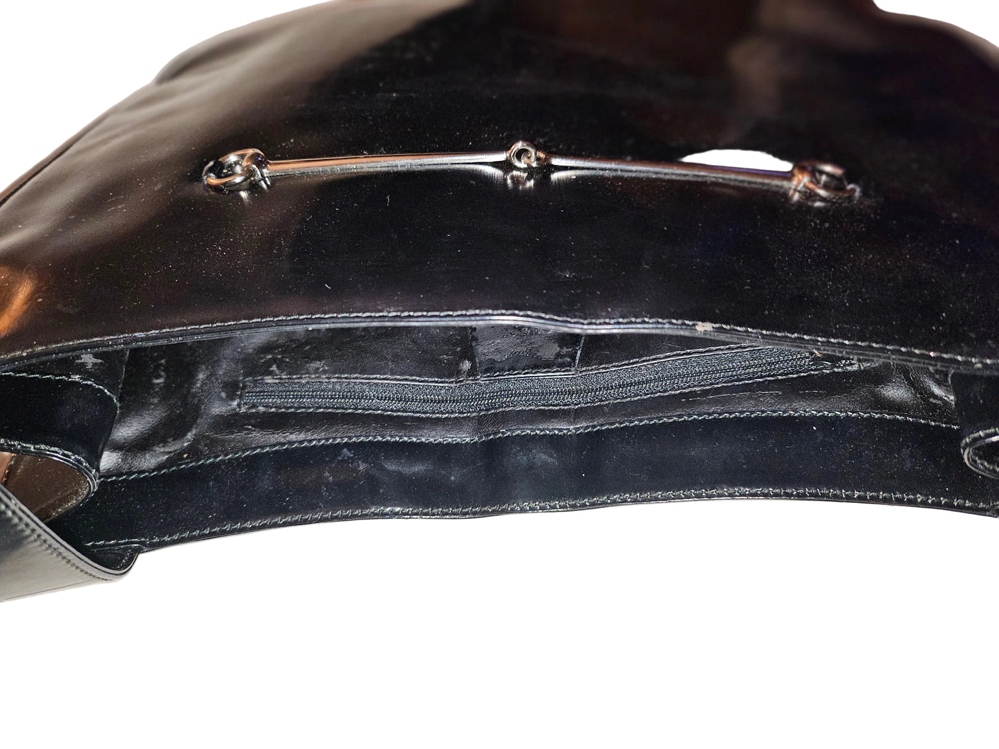 Gucci Tom Ford era black patent & chrome Skinny Horse-bit tote!