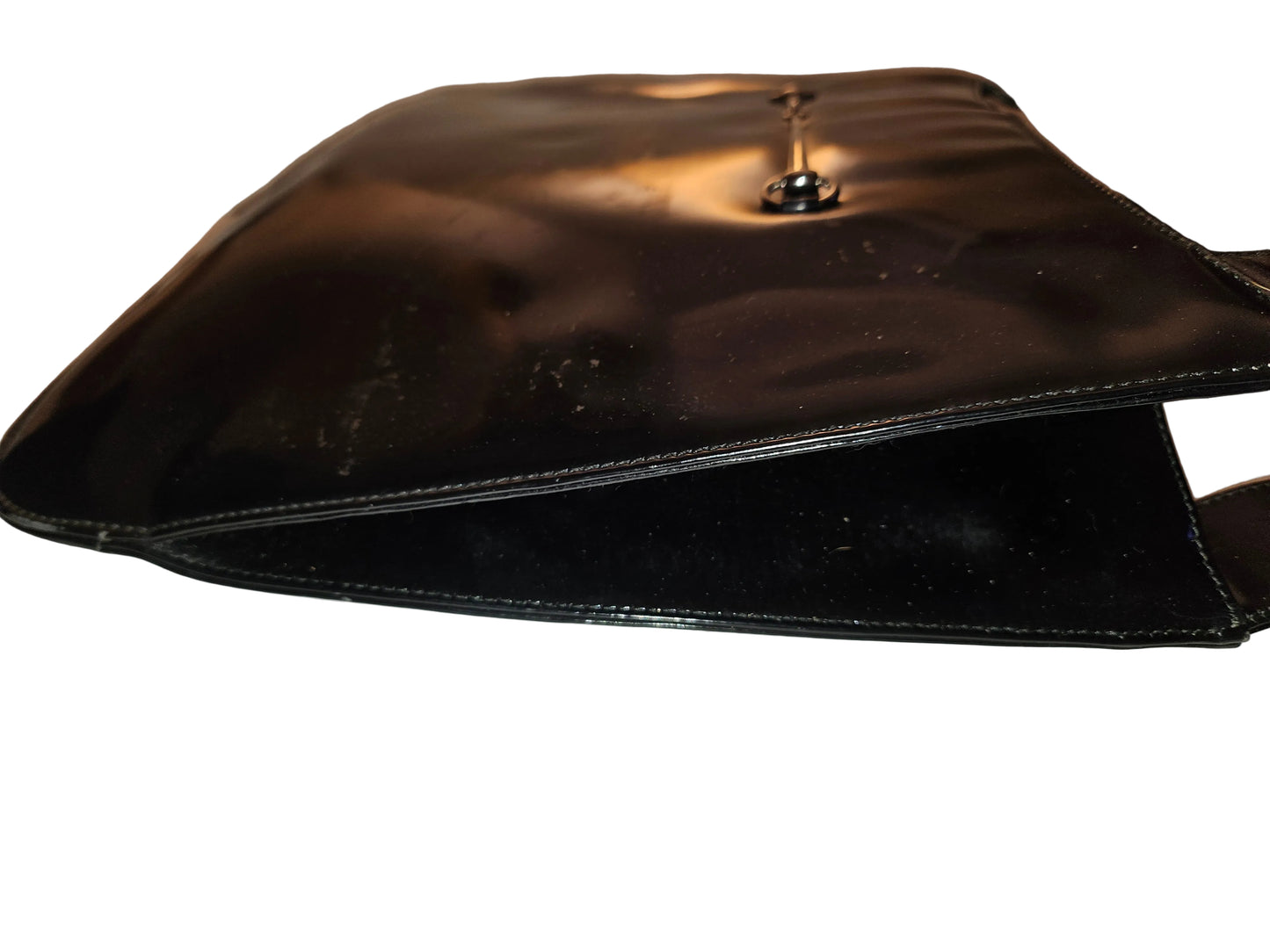 Gucci Tom Ford era black patent & chrome Skinny Horse-bit tote!