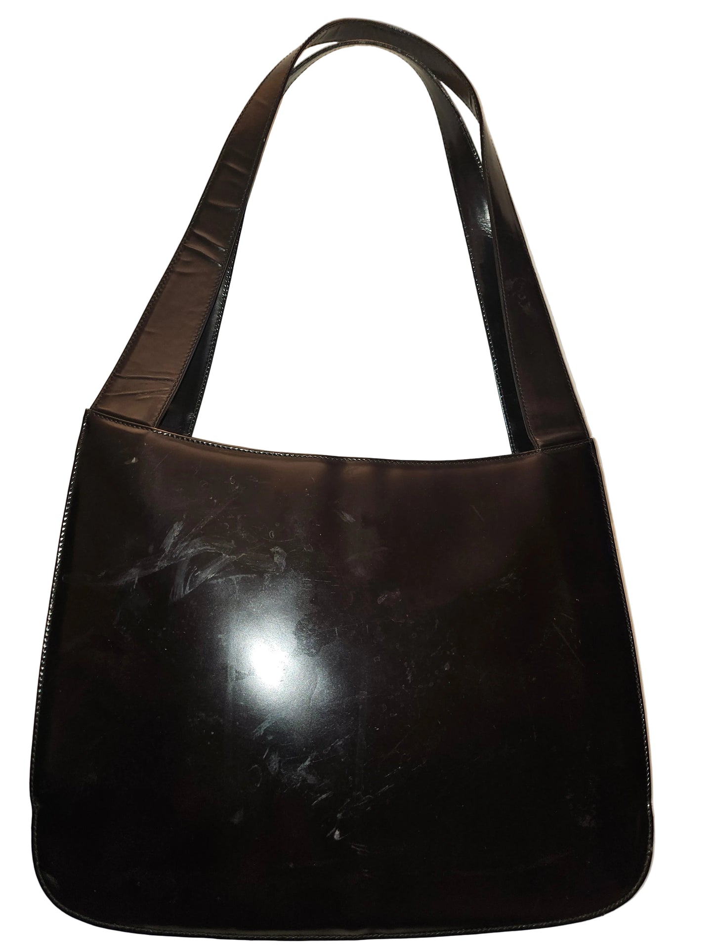 Gucci Tom Ford era black patent & chrome Skinny Horse-bit tote!