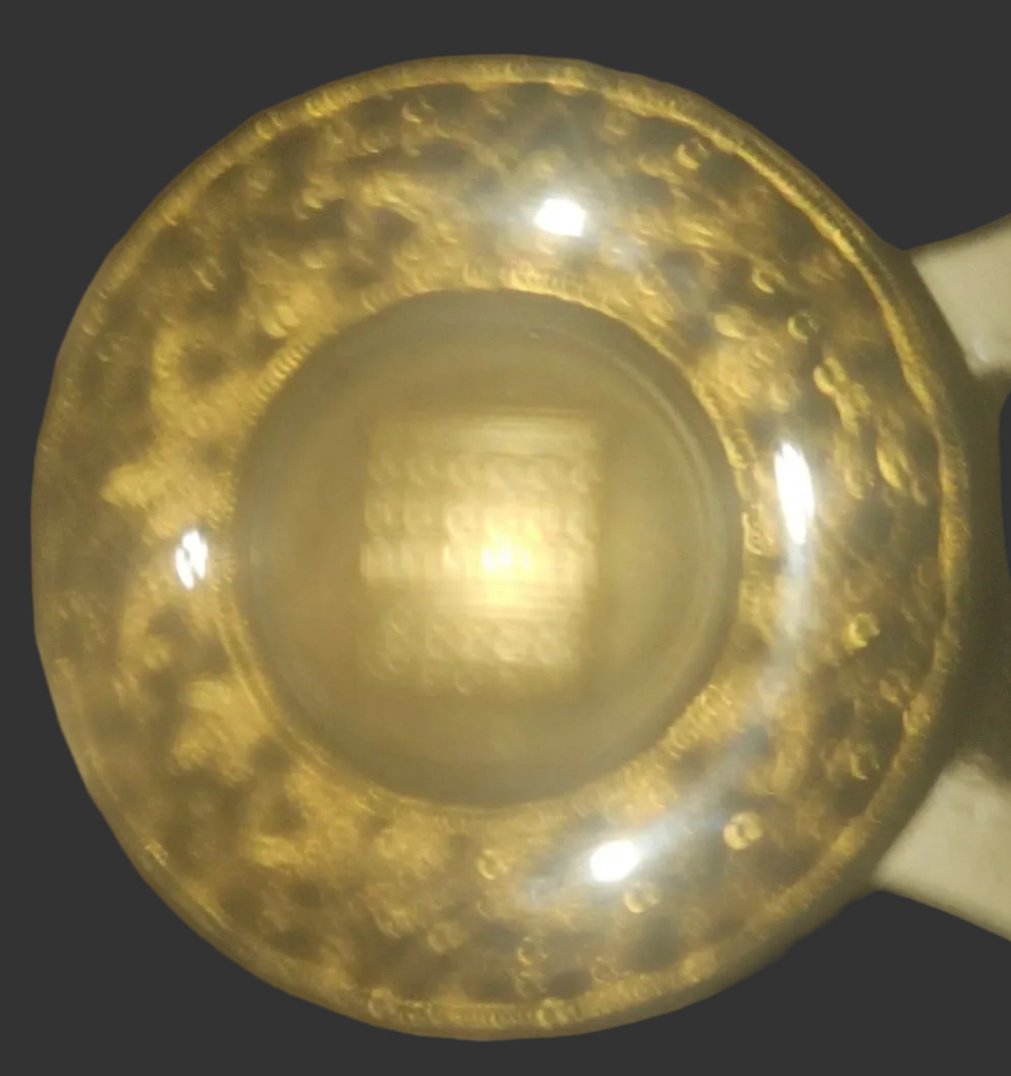 Fendi 37 glossy bronze leather heels with XL gold FF logo coins