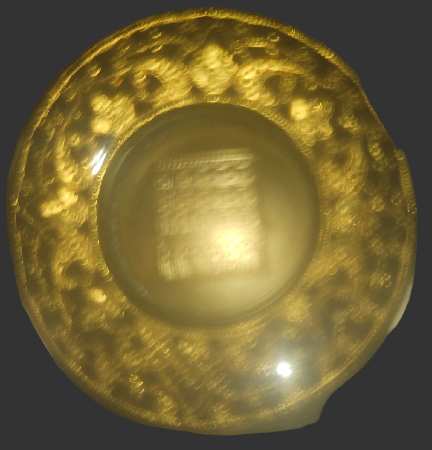 Fendi 37 glossy bronze leather heels with XL gold FF logo coins