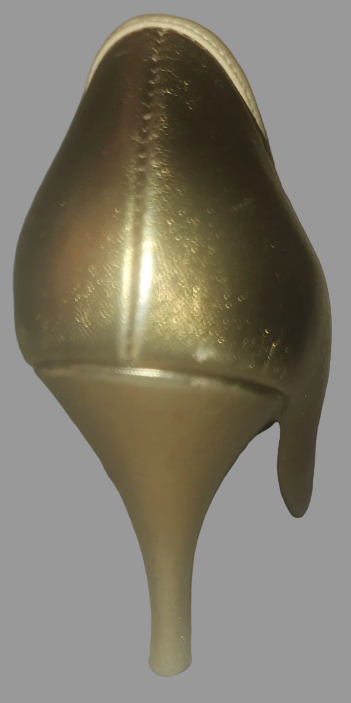 Fendi 37 glossy bronze leather heels with XL gold FF logo coins