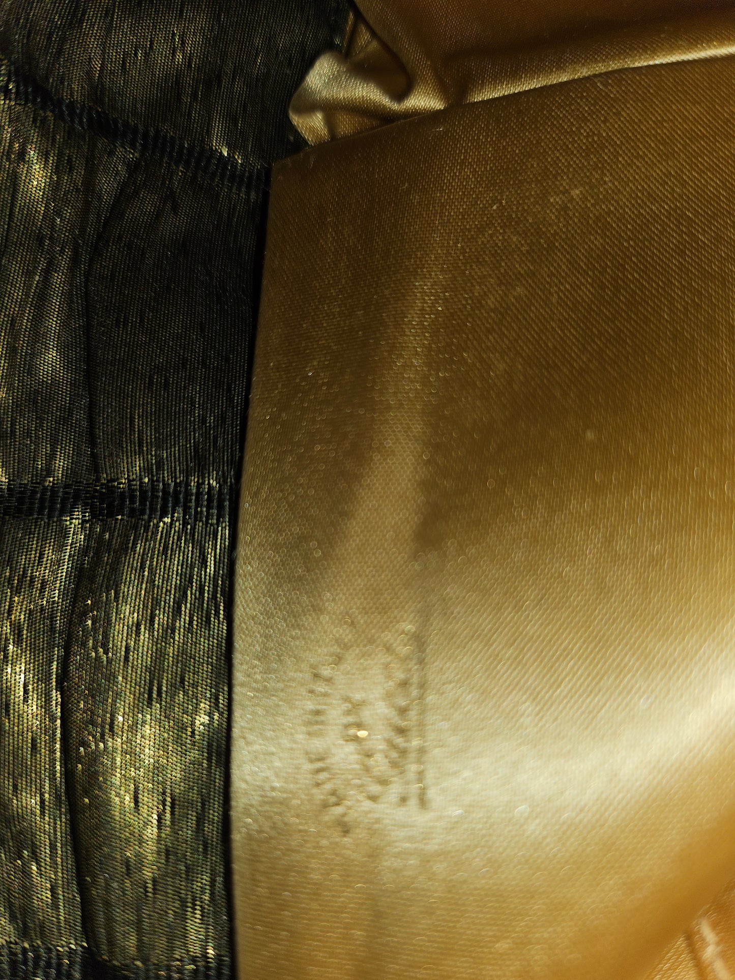 Gucci early black & gold silk taffeta with tiger's eye in 14K clasp