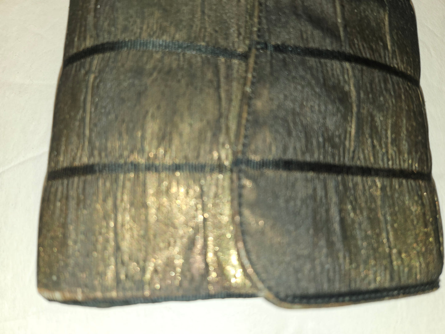 Gucci early black & gold silk taffeta with tiger's eye in 14K clasp