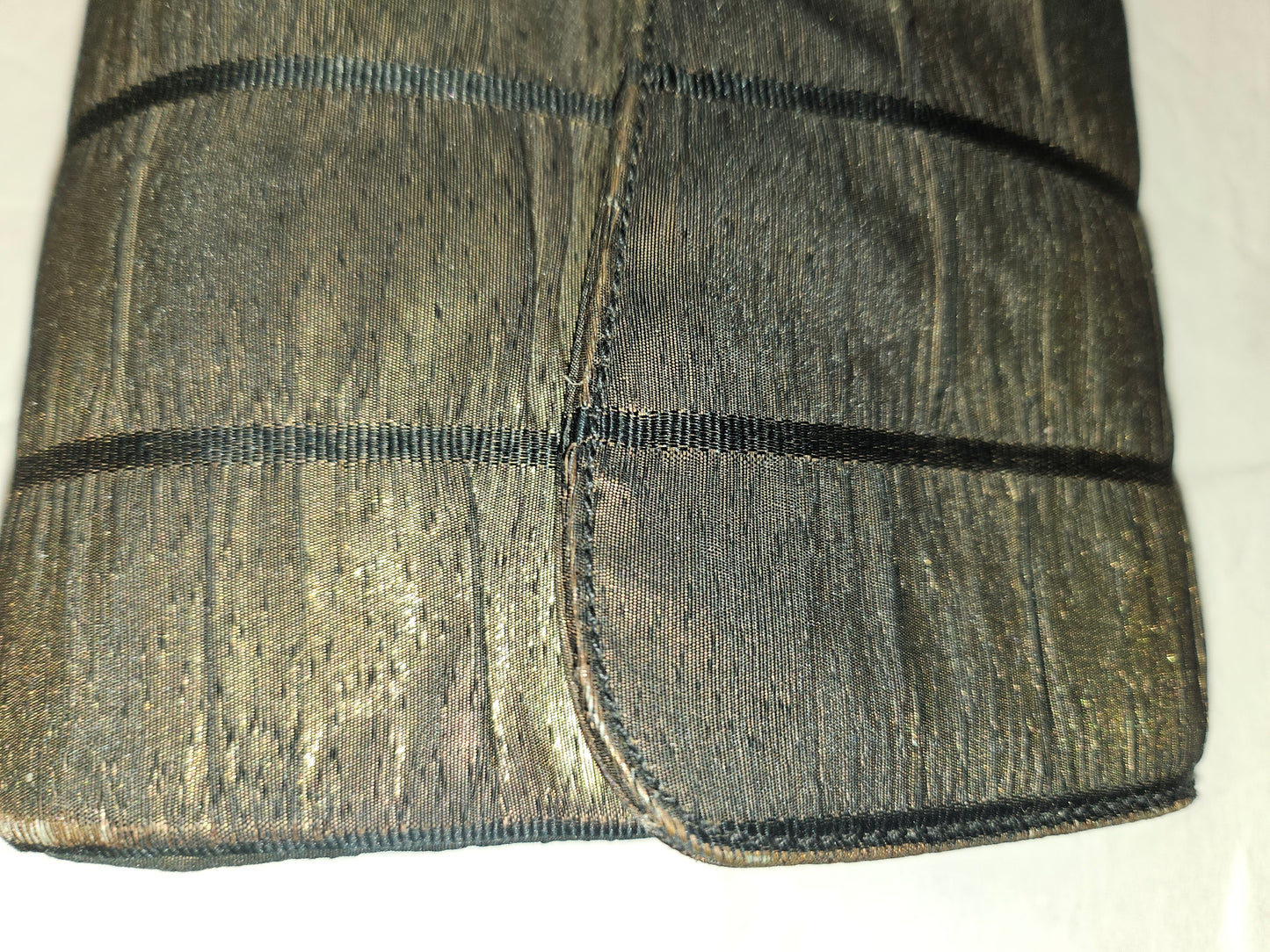 Gucci early black & gold silk taffeta with tiger's eye in 14K clasp