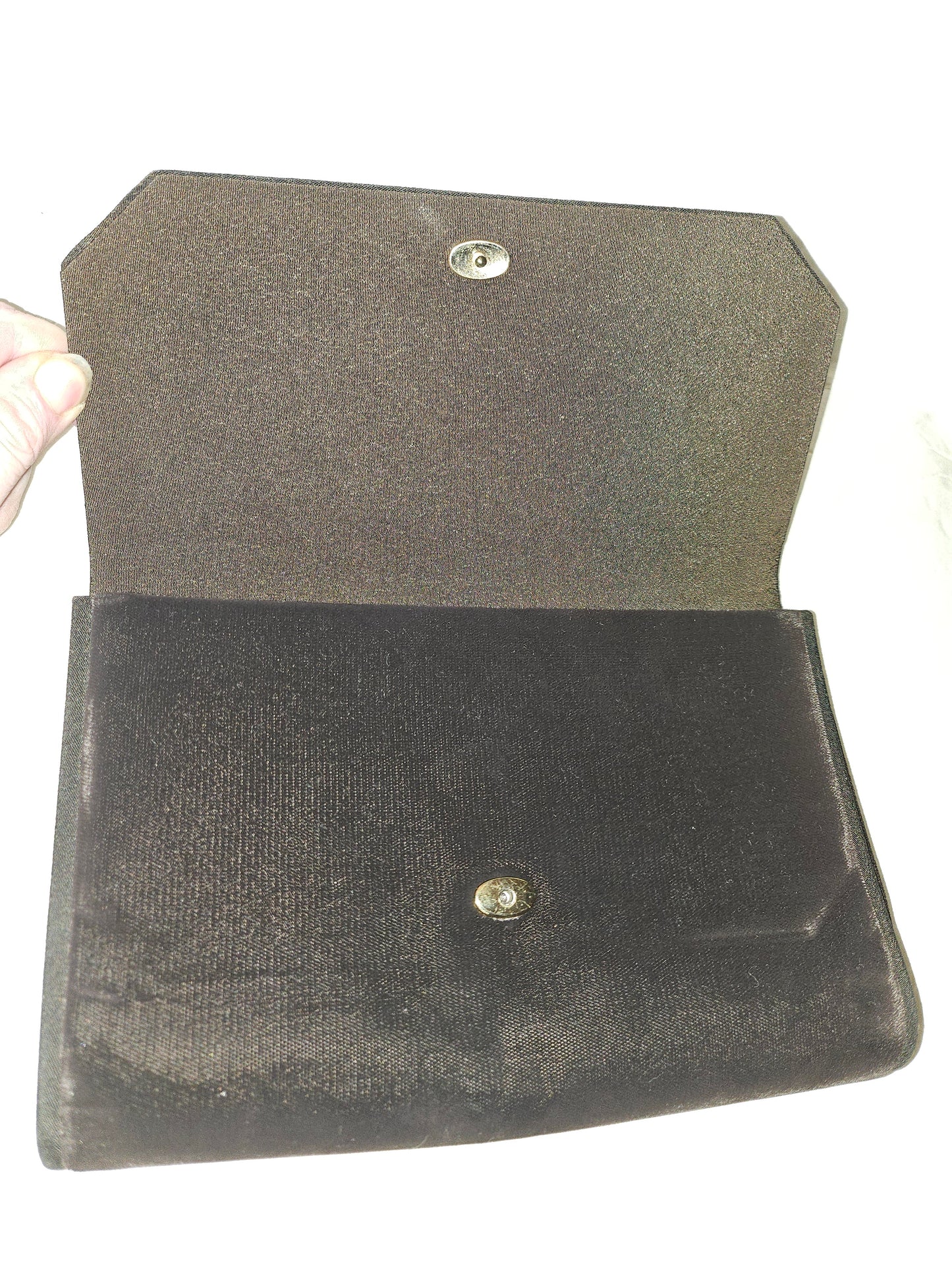 Gucci 1960's mod black silk velvet clutch style purse with two tone GG accents!