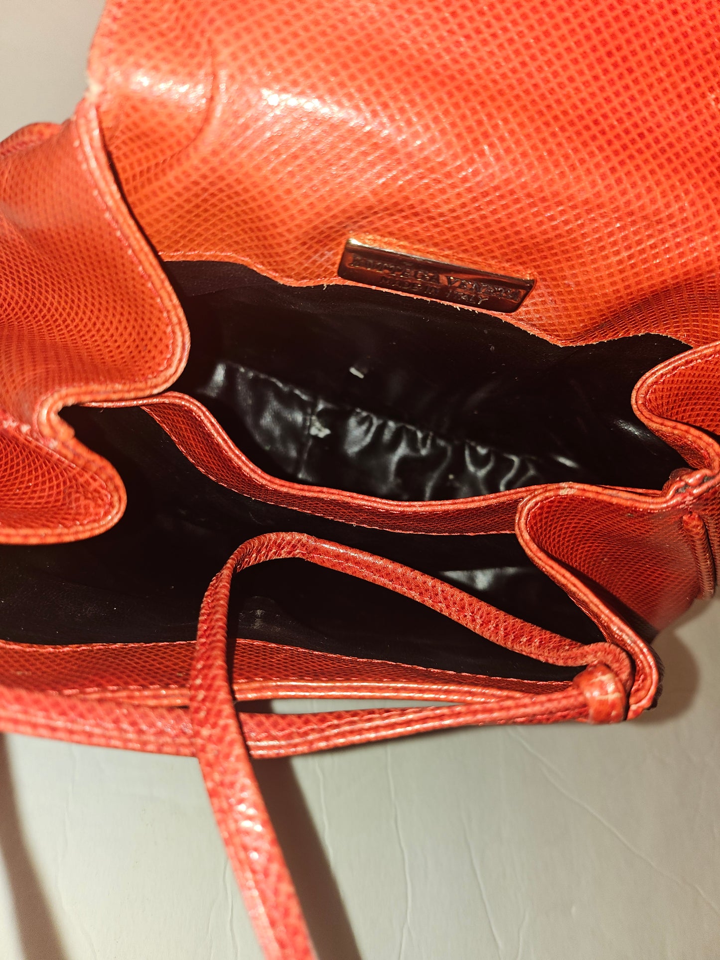 Bottega Veneta Red Lizard Leather Two-Way Crossbody