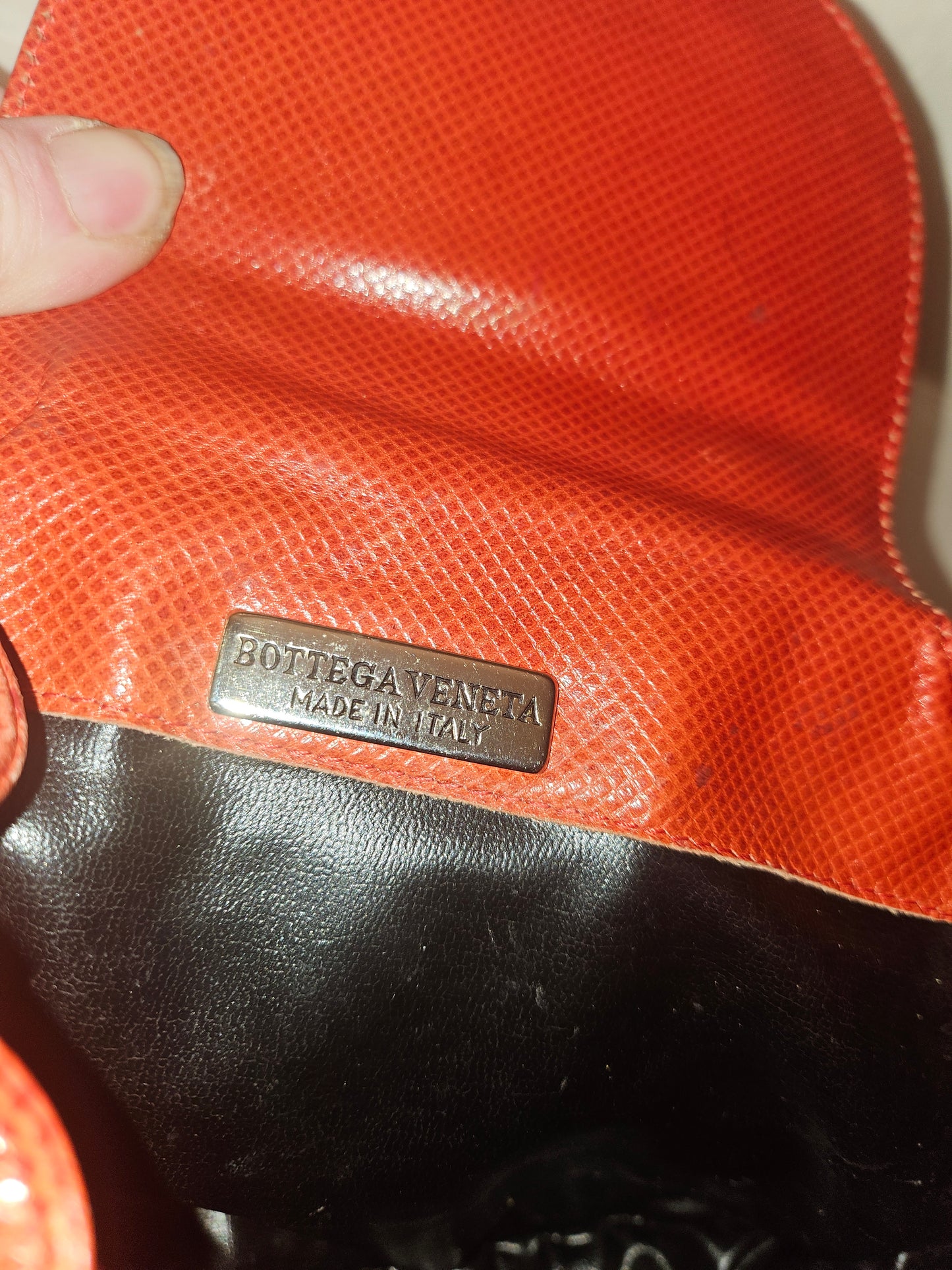 Bottega Veneta Red Lizard Leather Two-Way Crossbody