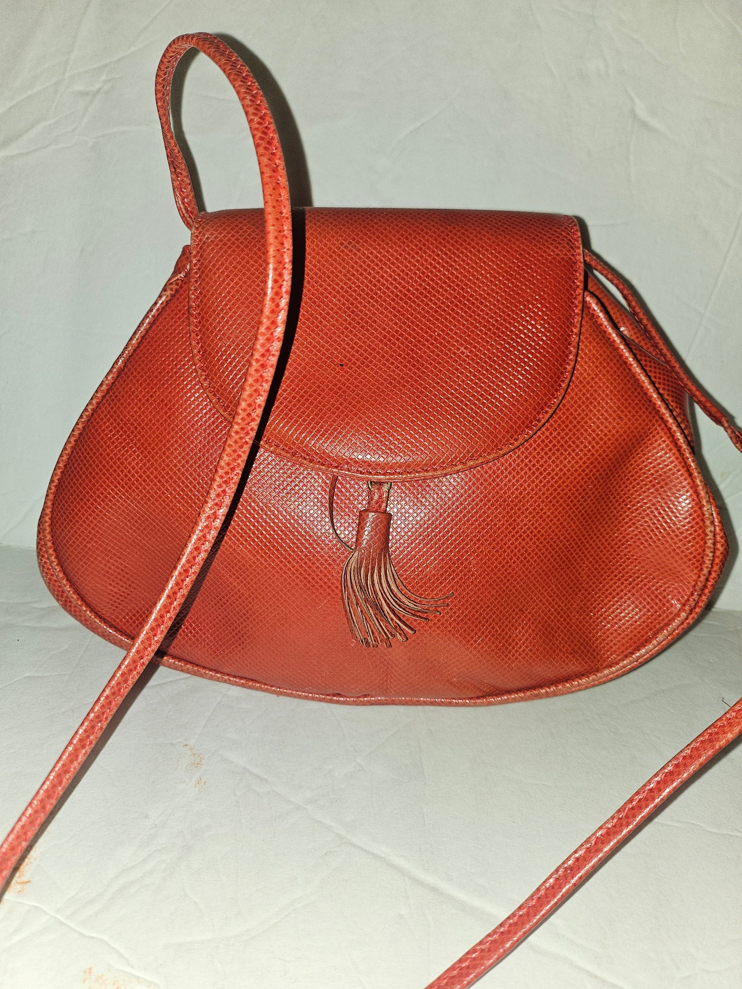 Bottega Veneta Red Lizard Leather Two-Way Crossbody