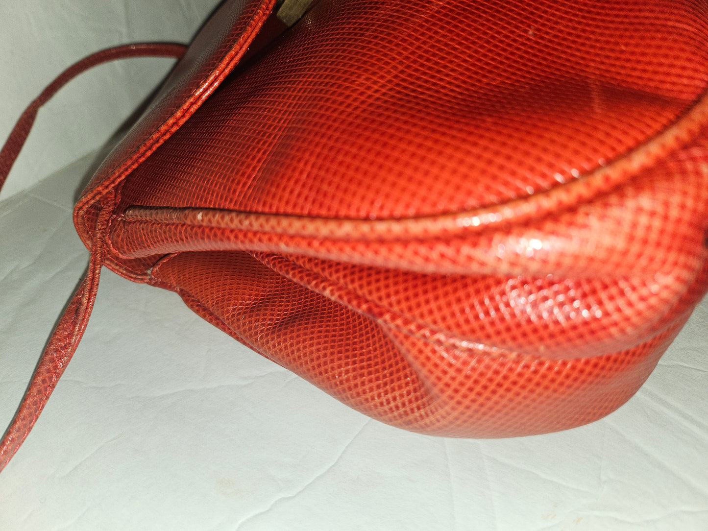Bottega Veneta Red Lizard Leather Two-Way Crossbody