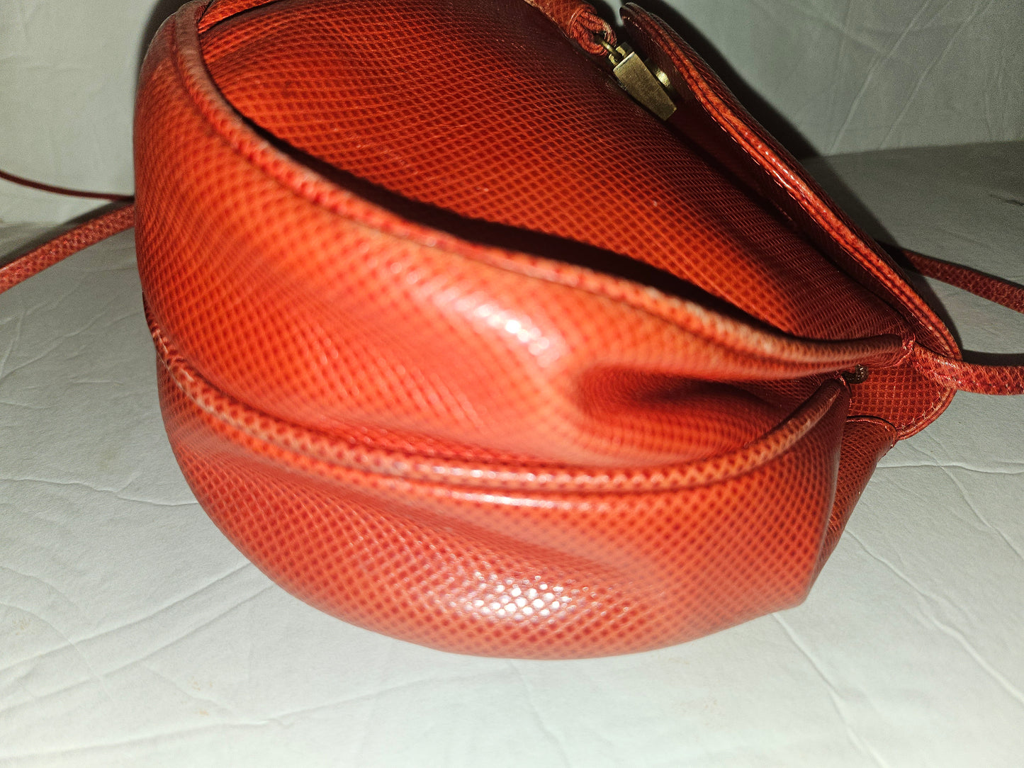 Bottega Veneta Red Lizard Leather Two-Way Crossbody