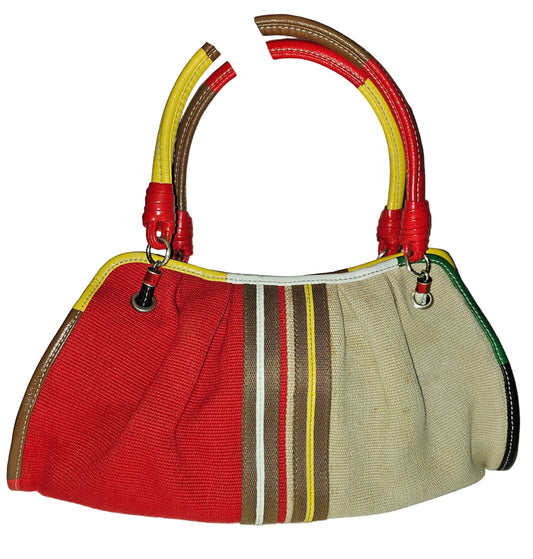 Bottega Veneta Red Yellow Green & Brown Color Block Satchel