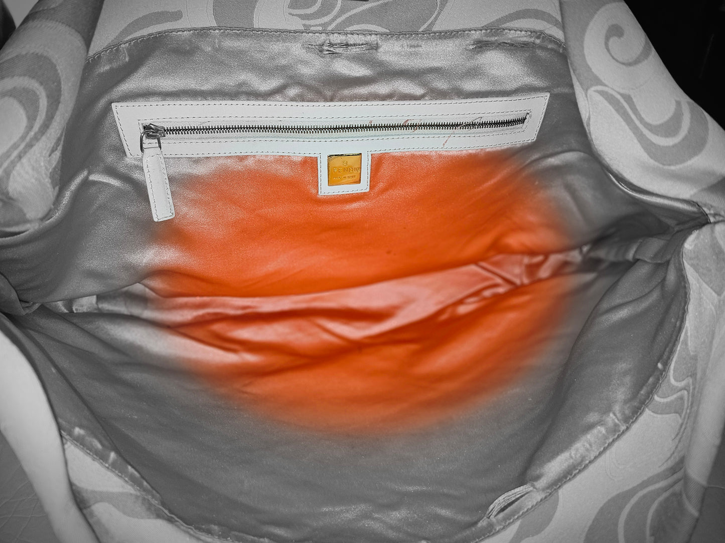 Fendi Orange & Pink Abstract Print Silk Limited Edition Roll Tote