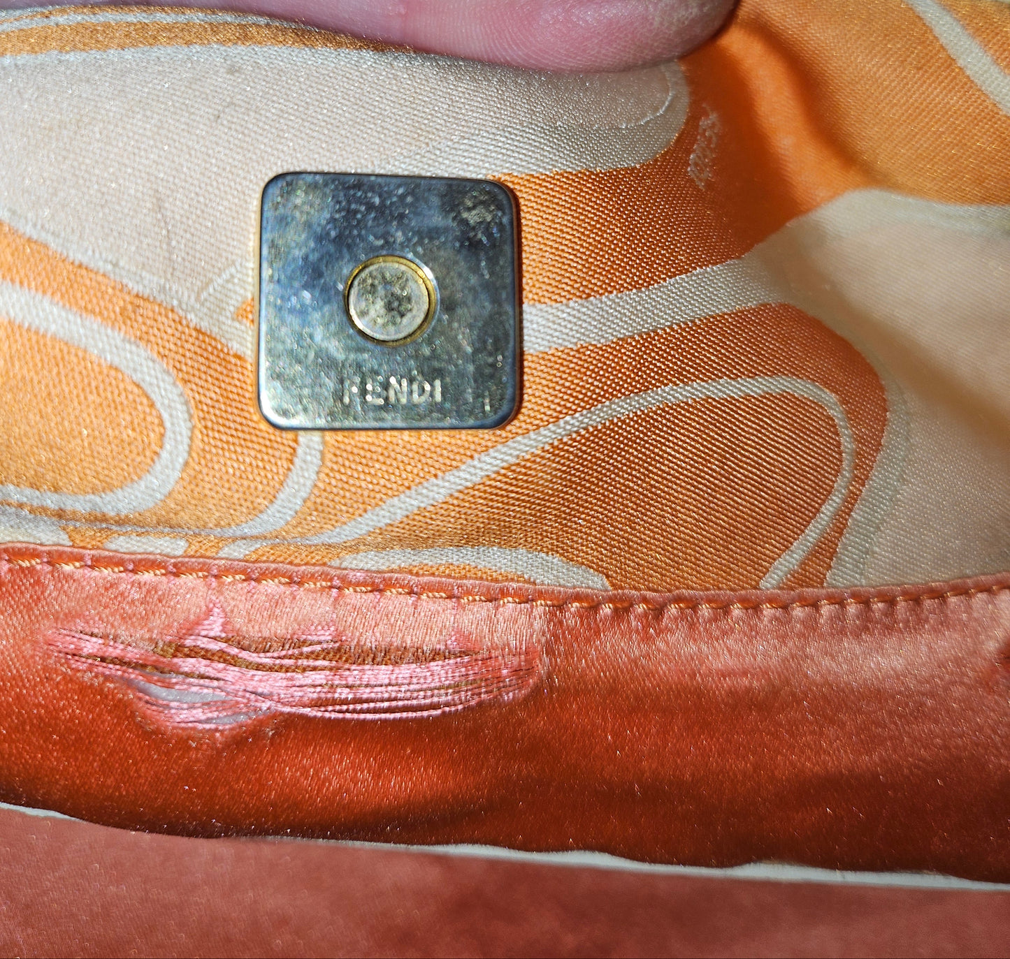 Fendi Orange & Pink Abstract Print Silk Limited Edition Roll Tote