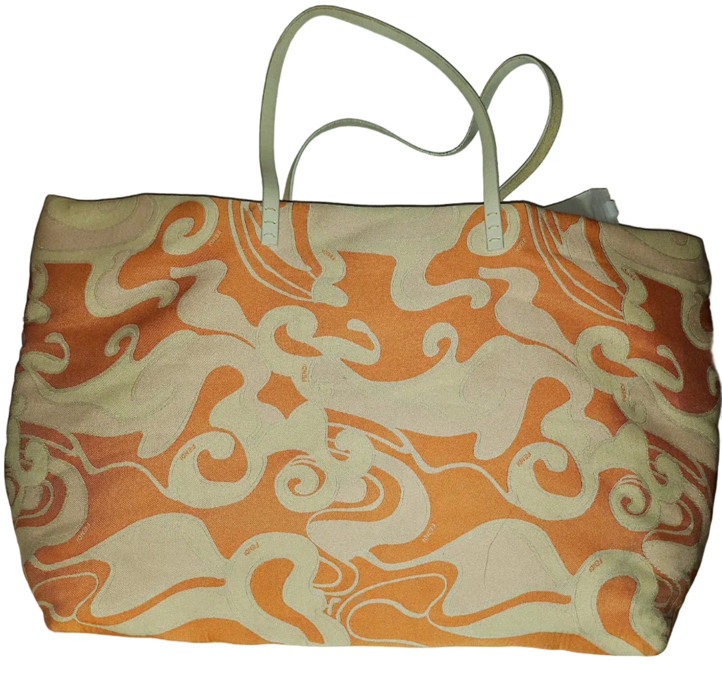 Fendi Orange & Pink Abstract Print Silk Limited Edition Roll Tote