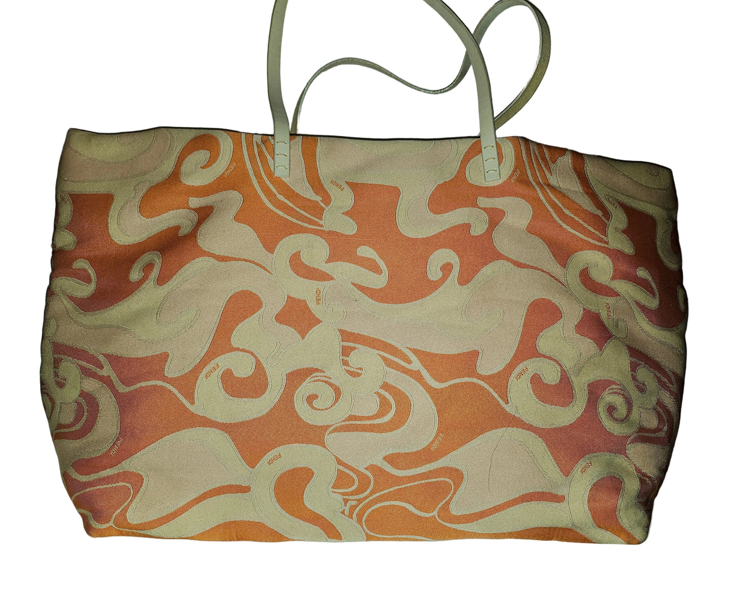 Fendi Orange & Pink Abstract Print Silk Limited Edition Roll Tote