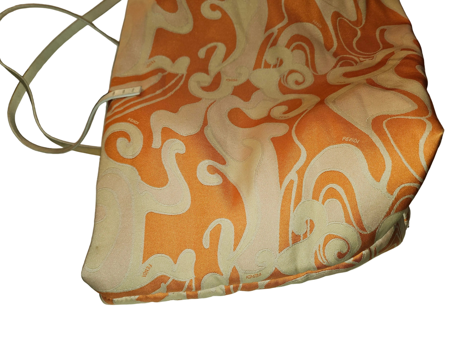 Fendi Orange & Pink Abstract Print Silk Limited Edition Roll Tote