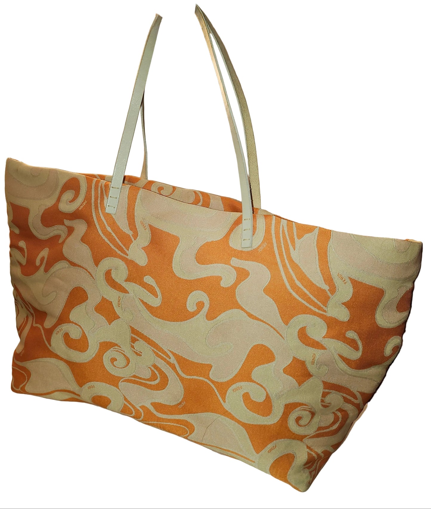 Fendi Orange & Pink Abstract Print Silk Limited Edition Roll Tote