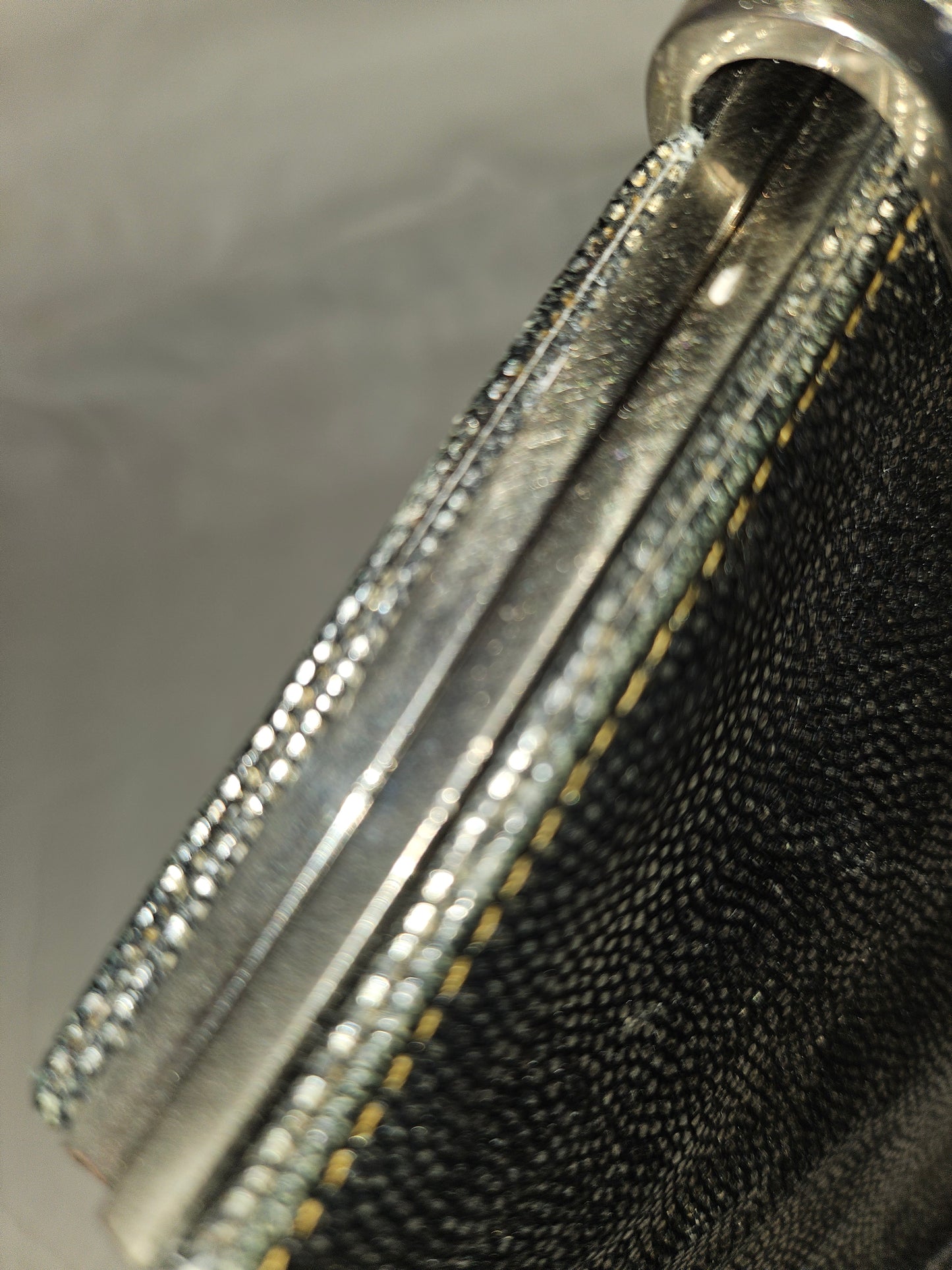Gucci RARE mod silver shark skin leather clutch style purse with jeweled clasp!
