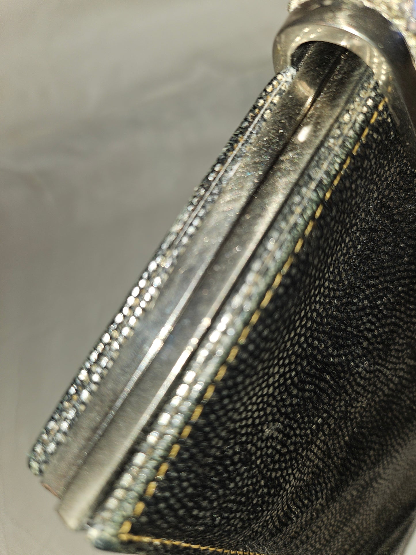 Gucci RARE mod silver shark skin leather clutch style purse with jeweled clasp!