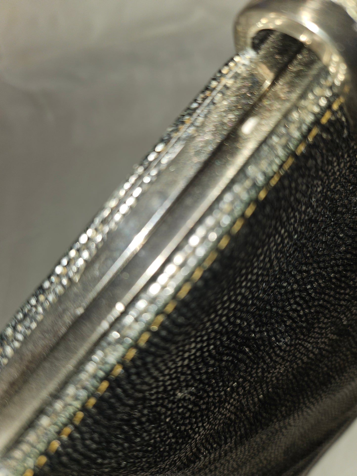 Gucci RARE mod silver shark skin leather clutch style purse with jeweled clasp!