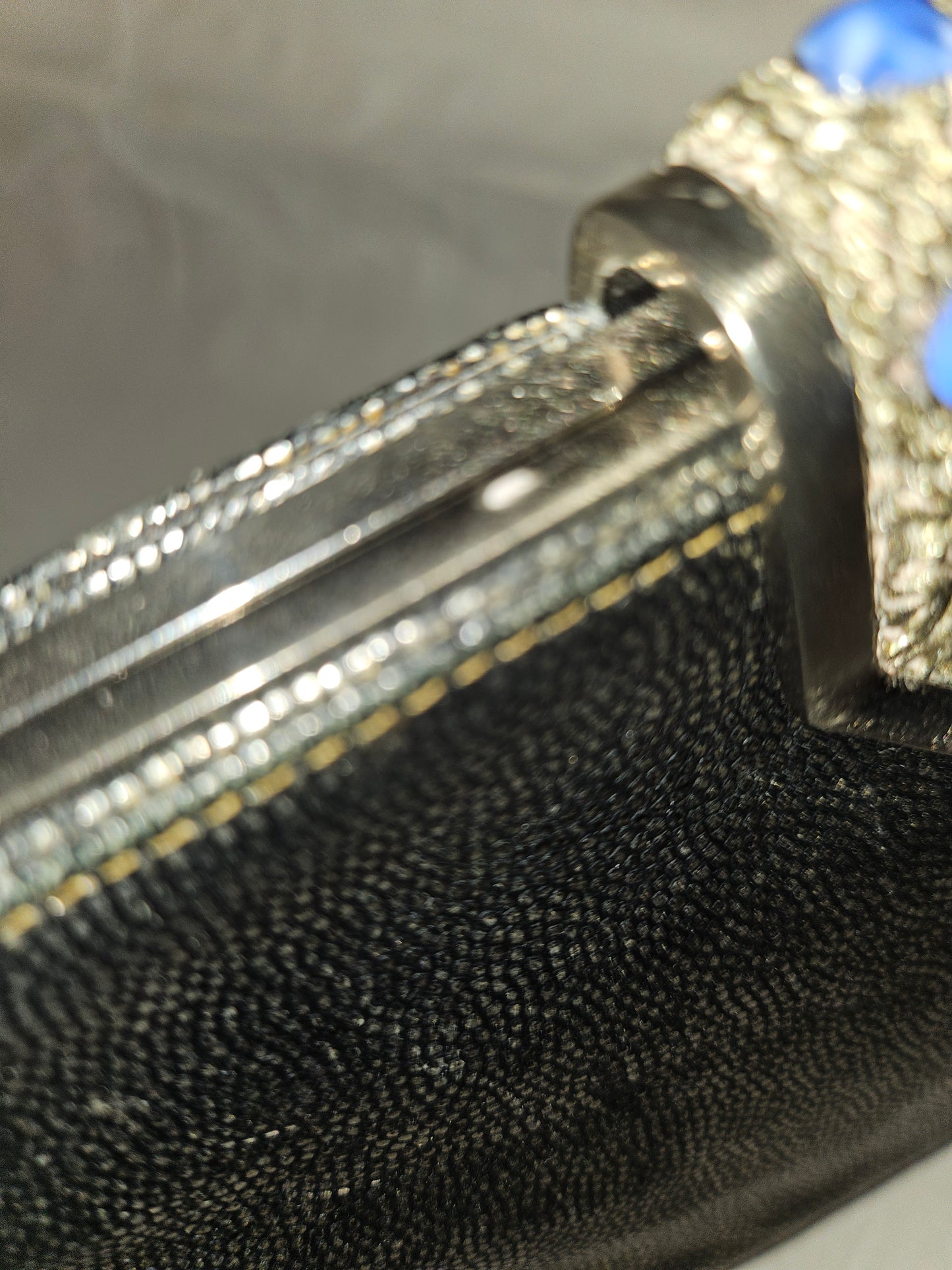 Gucci RARE mod silver shark skin leather clutch style purse with jeweled clasp!