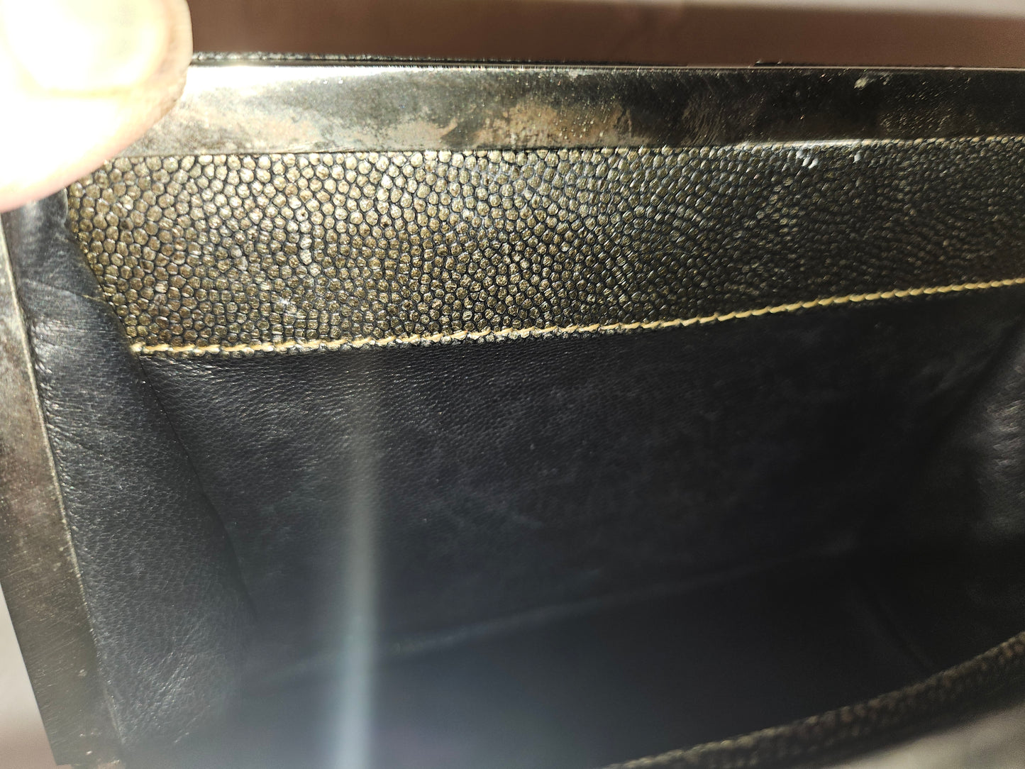 Gucci RARE mod silver shark skin leather clutch style purse with jeweled clasp!